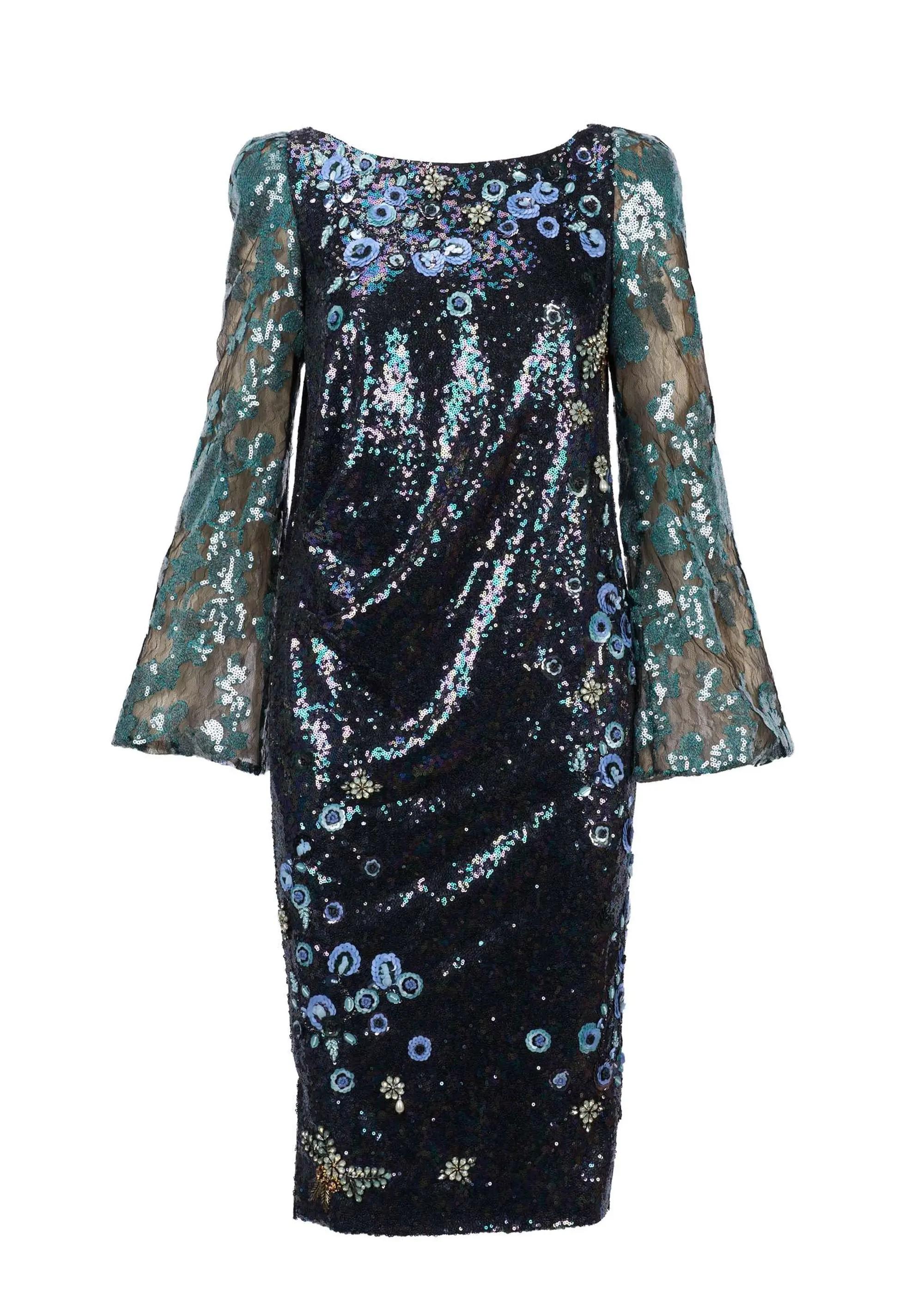 Lot #55  Joan Collins 2000s Photo and Event-Worn Erdem Hand-Beaded Cocktail Dress