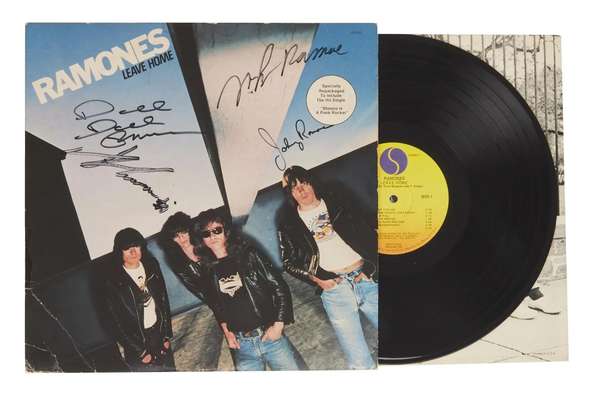 Lot #375. The Ramones | Band Signed "Leave Home" Record Album Lot #375 The Ramones Band Signed "Leave Home" Record Album
