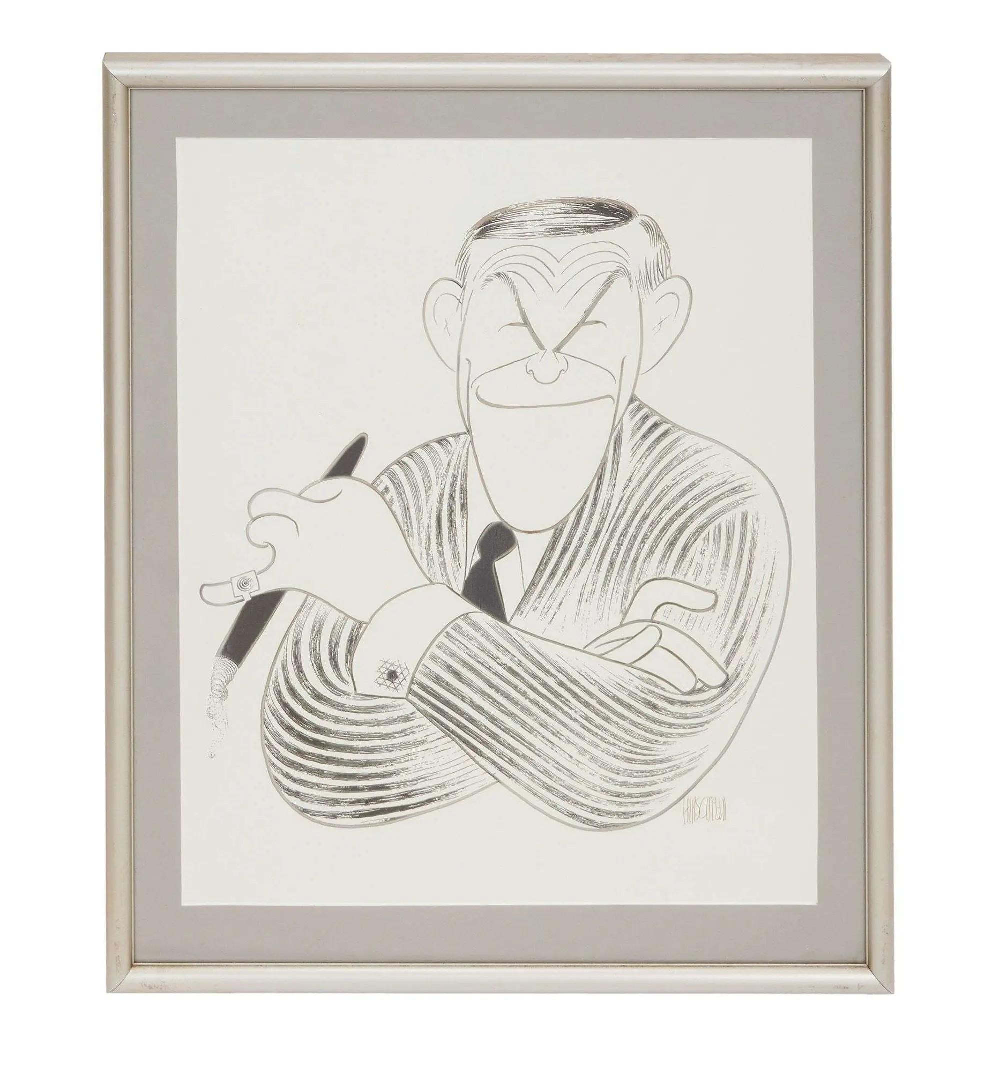 Friars Club | Framed Al Hirschfeld Caricature of George Burns Friars Club Framed Al Hirschfeld Caricature of George Burns