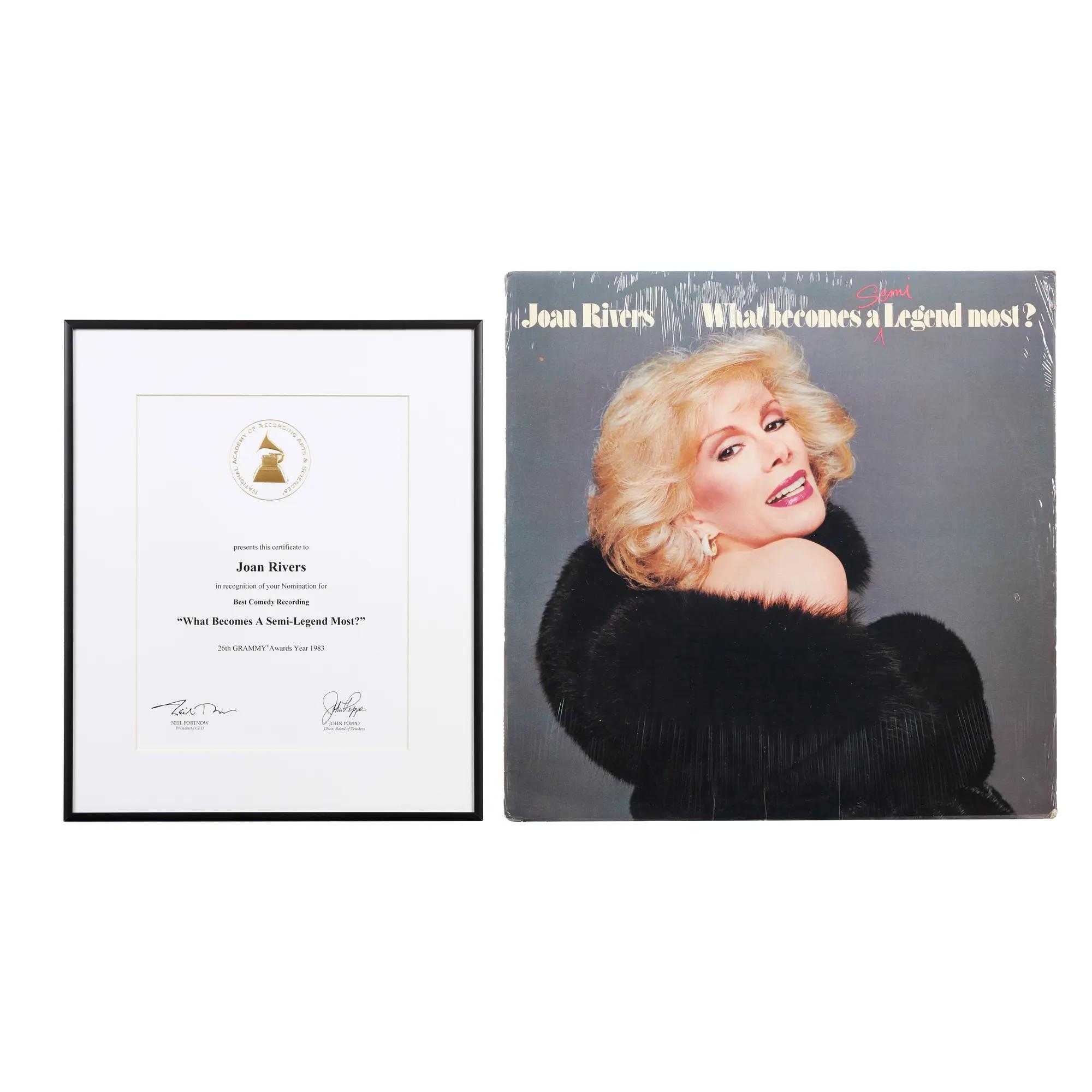 Lot #14 | GRAMMY Nomination Certificate with Record Album Lot 14 Joan Rivers GRAMMY Nomination Certificate with Record Album