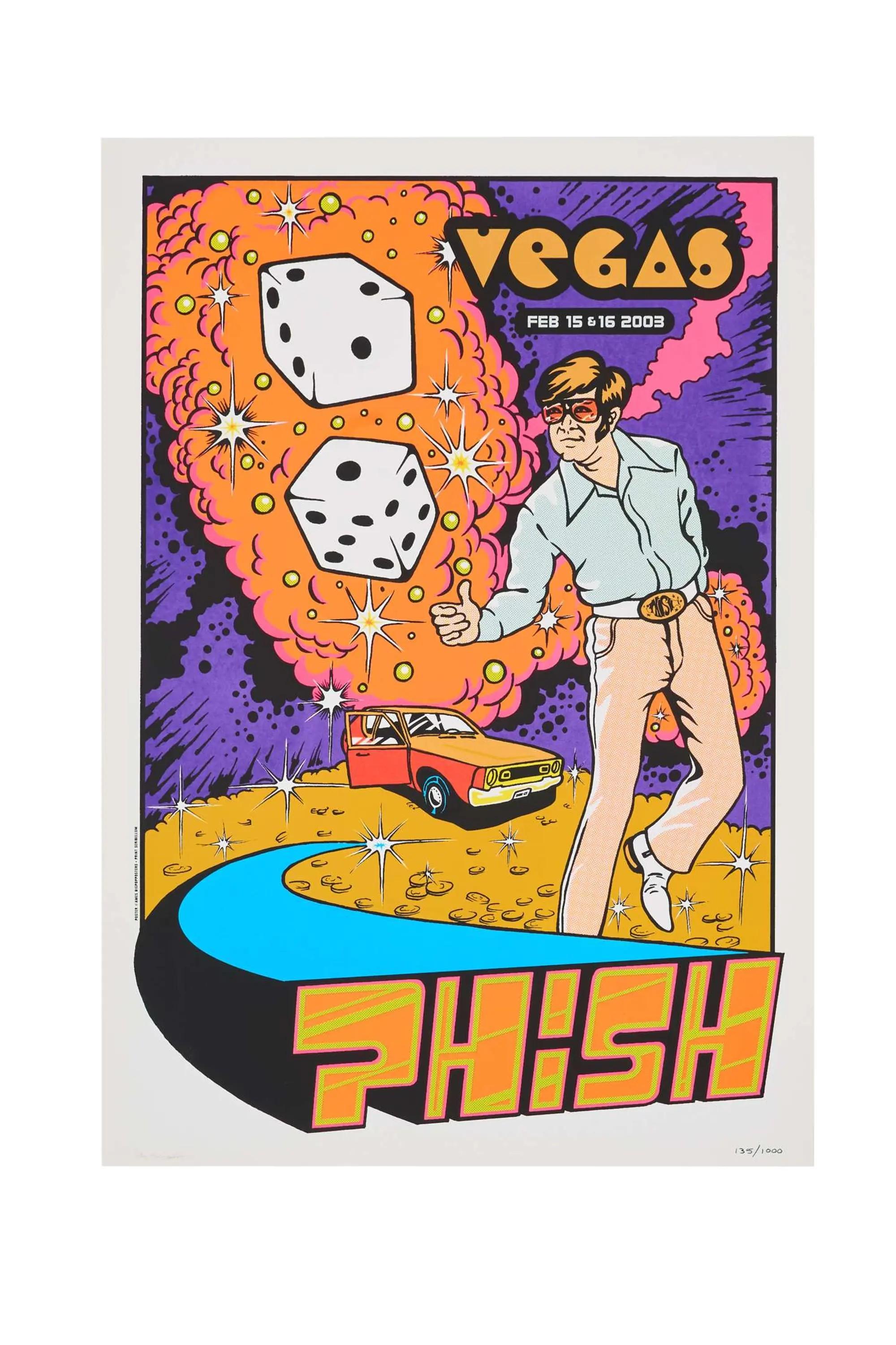 Lot #317  Phish 2003 Artist Signed Original Ames Bros. Thomas and Mack Center Las Vegas Concert Poster