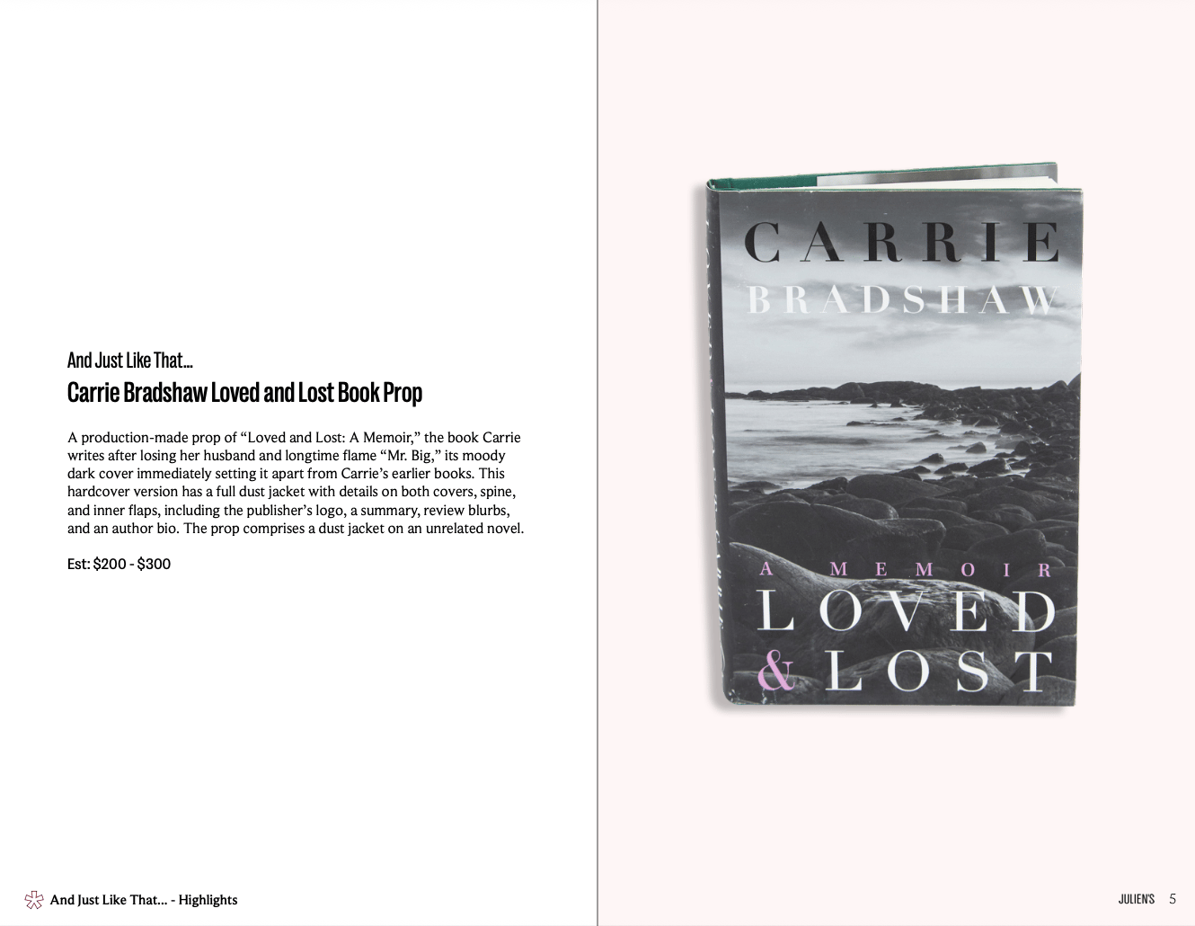carrie bradshaw memoir prop