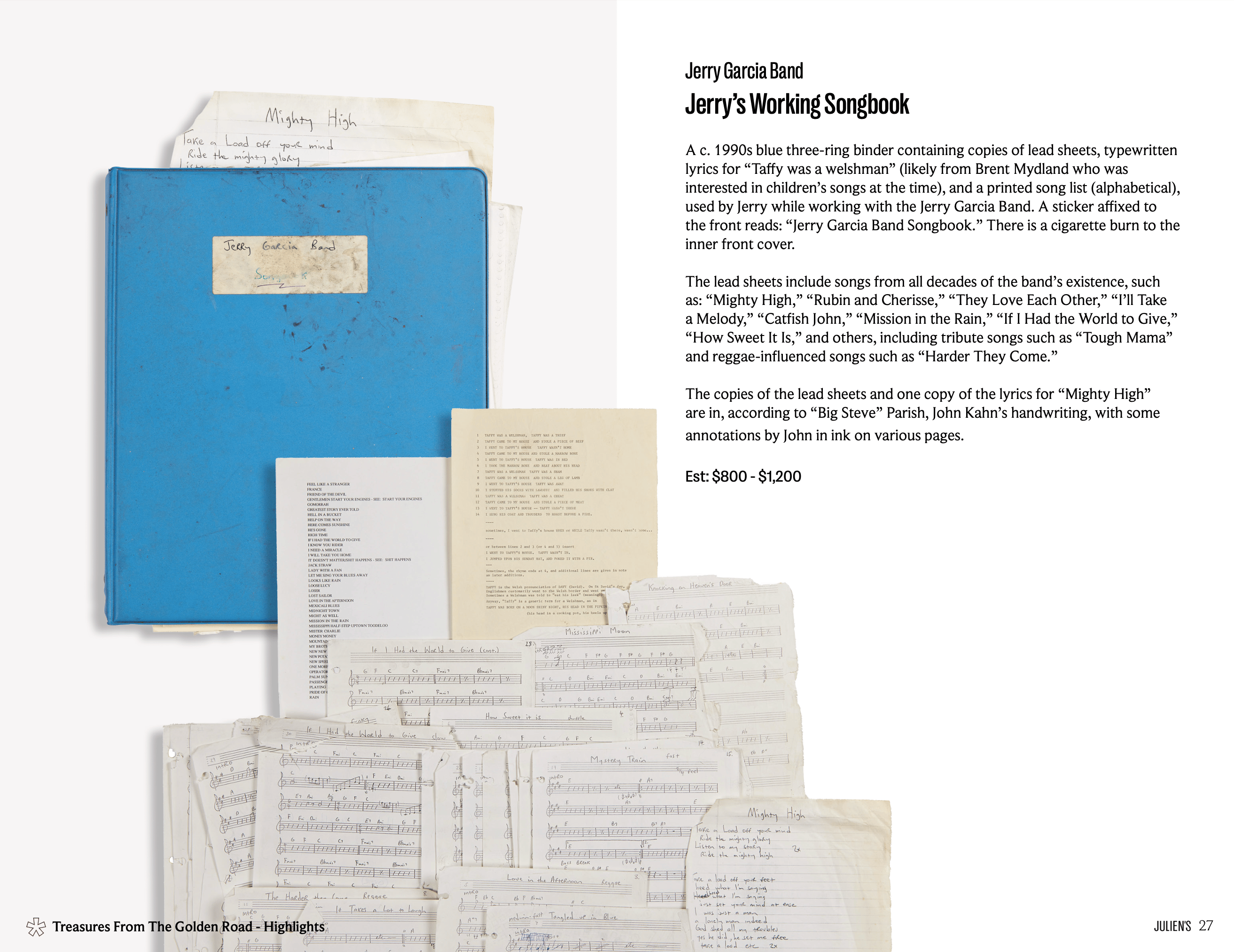 jerry garcia's writing songbook
