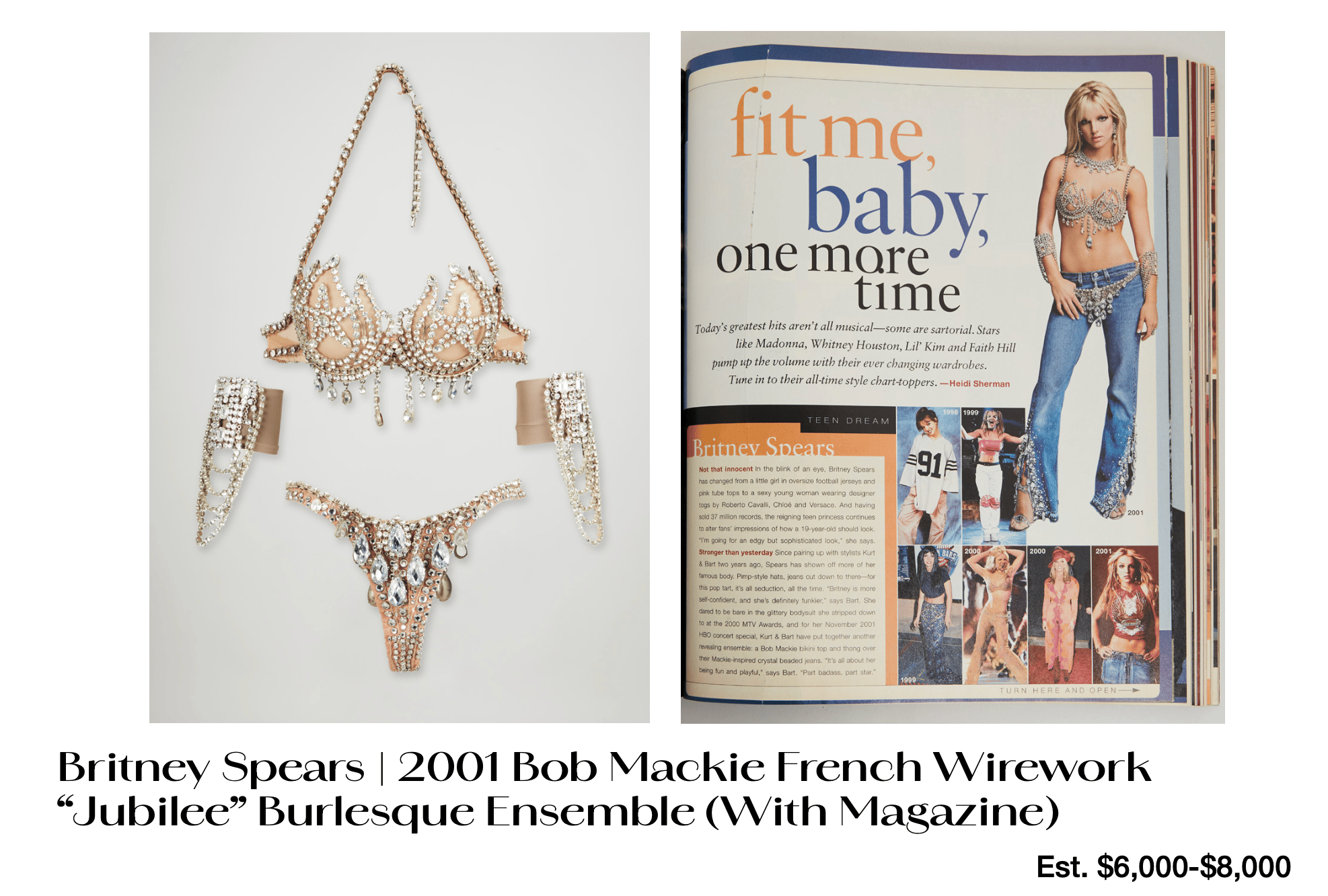 britney spears ' 2001 bob mackie french wirework jubilee burlesque ensemble with magazine