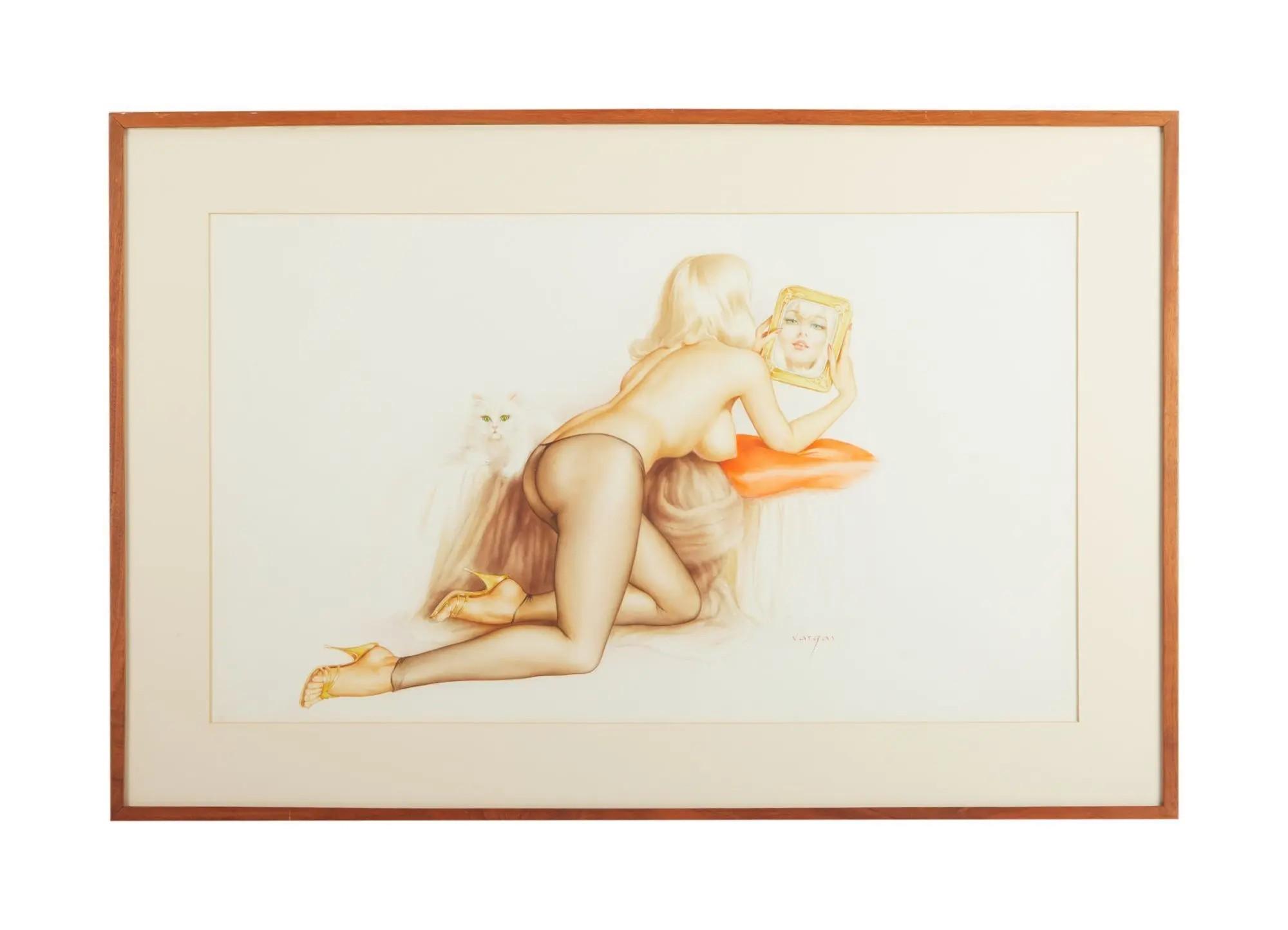 Playboy Alberto Vargas Girl Pinup June 1964 Watercolor Drawing