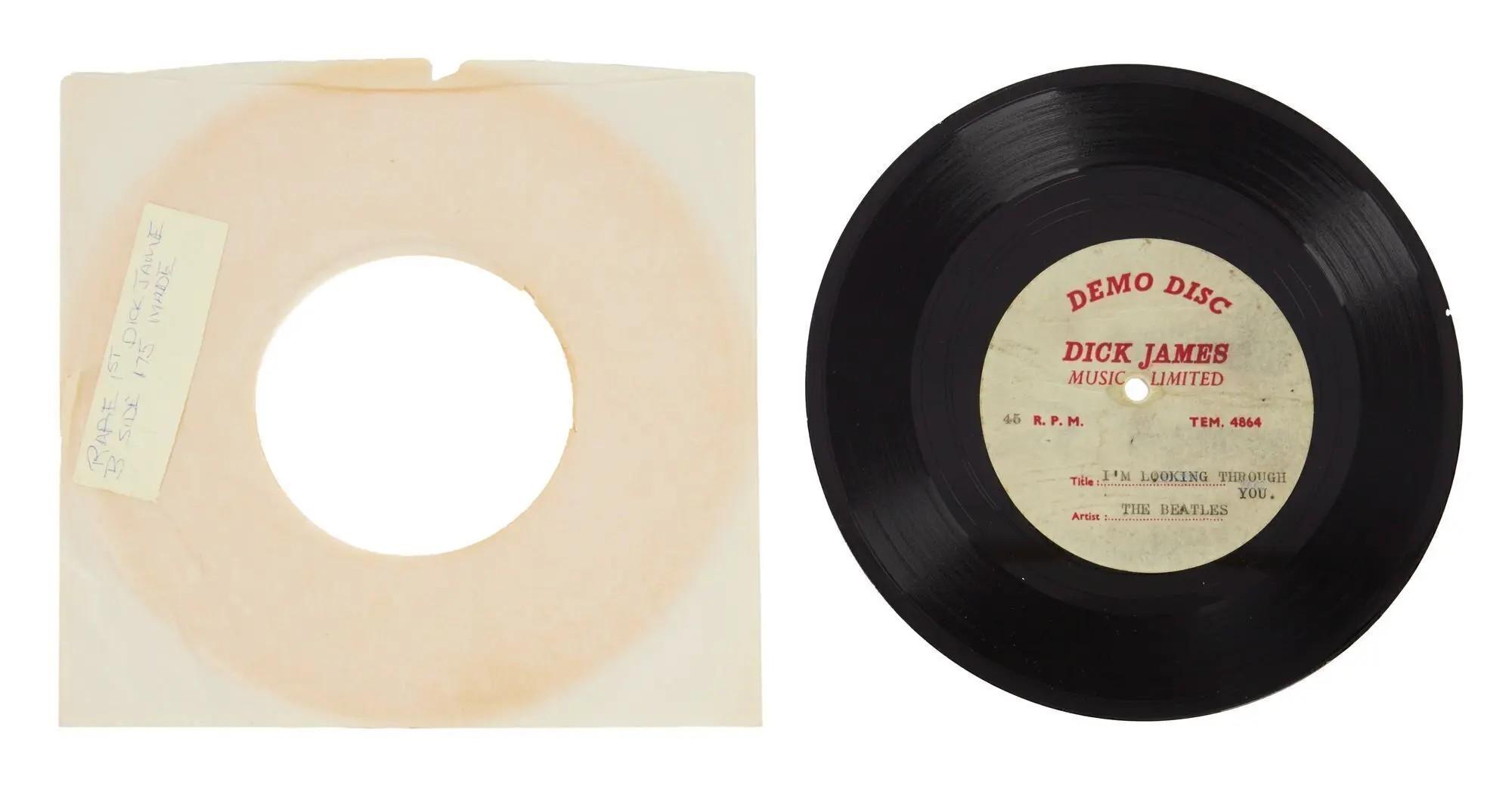 Lot #92. The Beatles | Dick James "I'm Looking Through You" Acetate Record Lot #92 The Beatles Dick James "I'm Looking Through You" Acetate Record