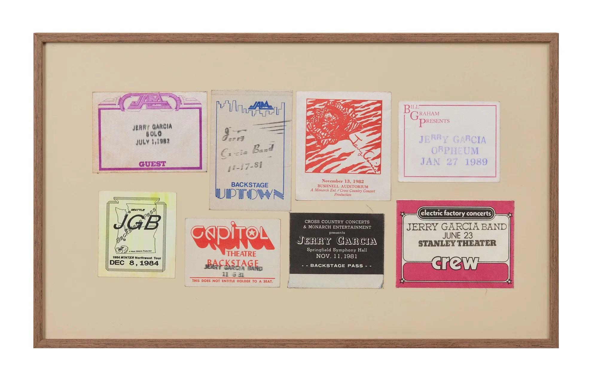 Lot #206 Jerry Garcia Framed 1980s Backstage Passes