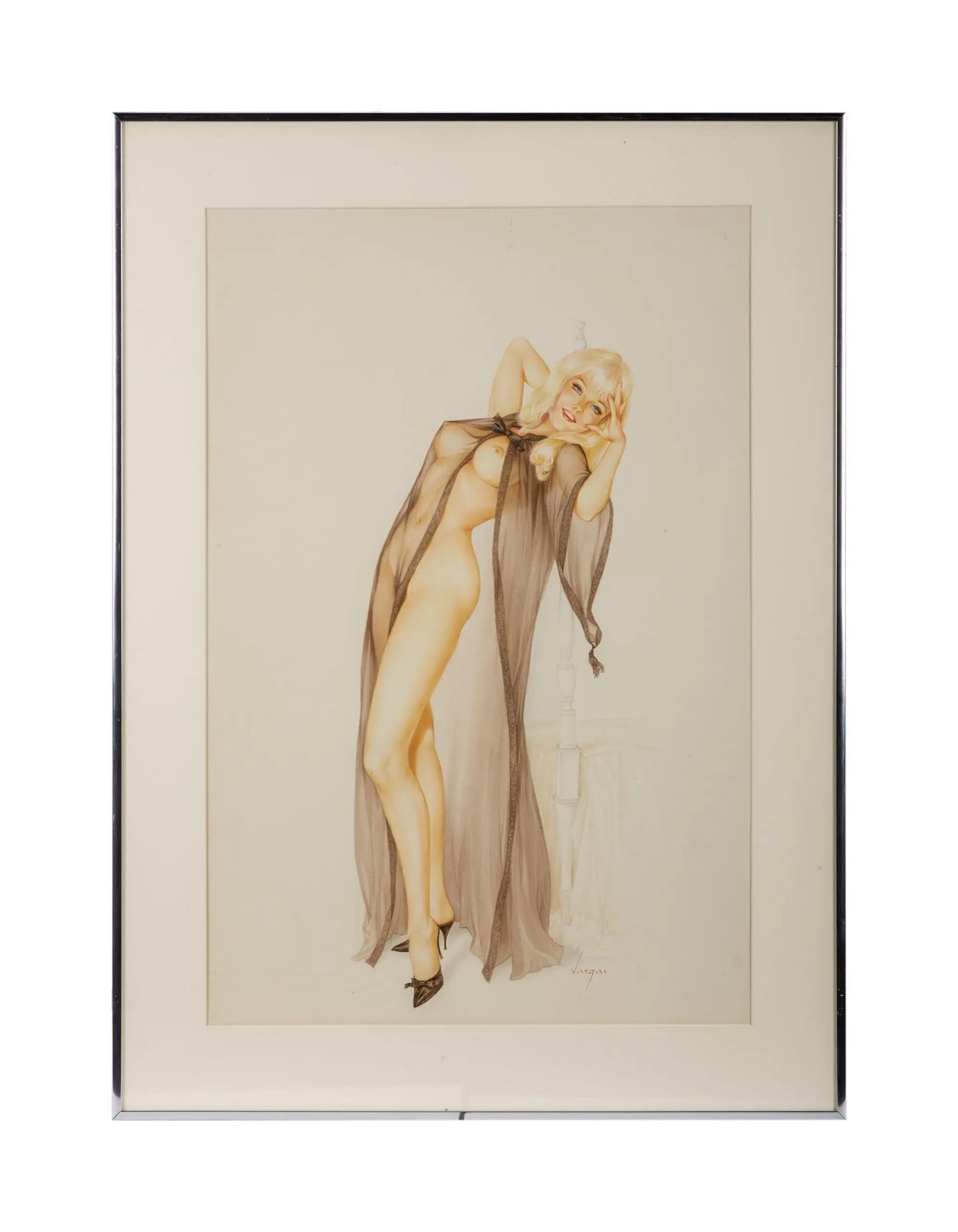 Playboy Alberto Vargas Girl Pinup March 1968 Watercolor Drawing