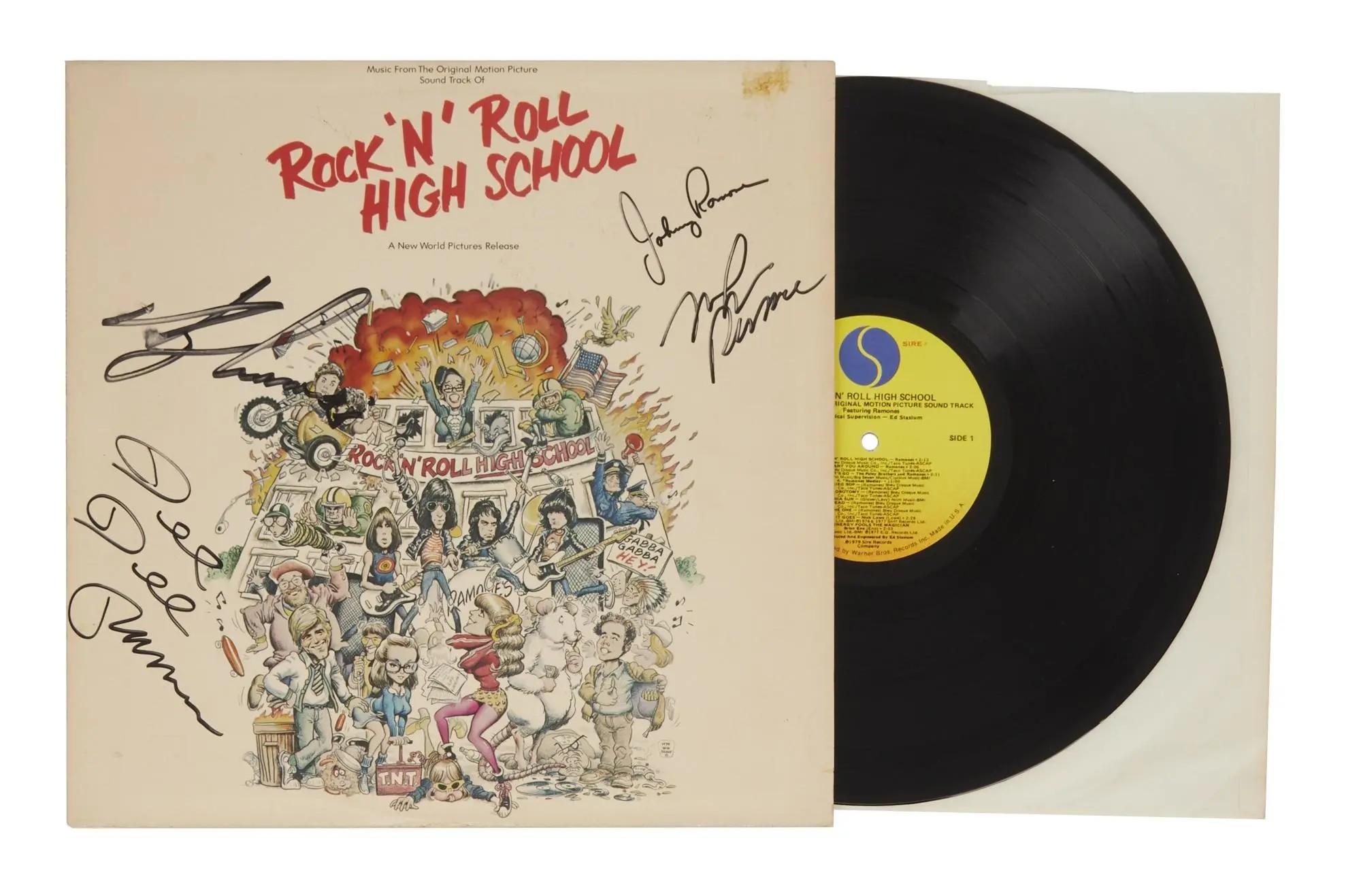 Lot #370. The Ramones | Band Signed "Rock 'n' Roll High School" Record Album Lot #370 The Ramones Band Signed "Rock 'n' Roll High School" Record Album