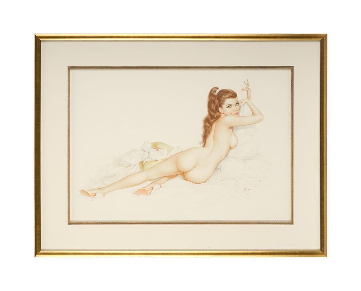Playboy Alberto Vargas Girl Pinup August 1965 Watercolor Drawing
