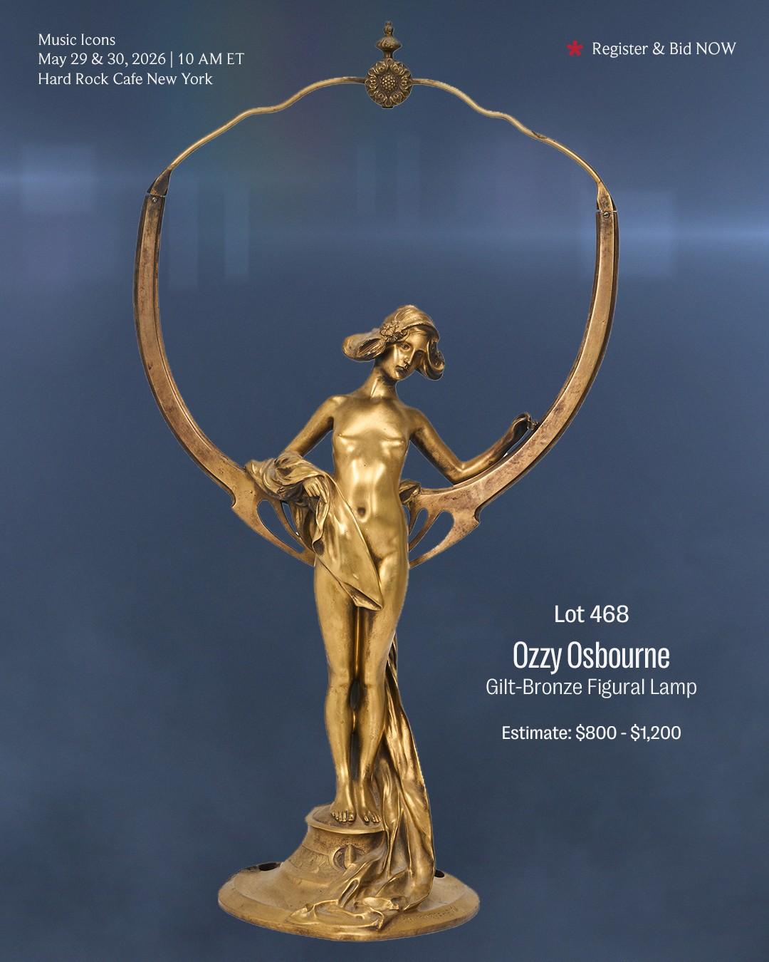Lot #468  Ozzy Osbourne Gilt-Bronze Figural Lamp