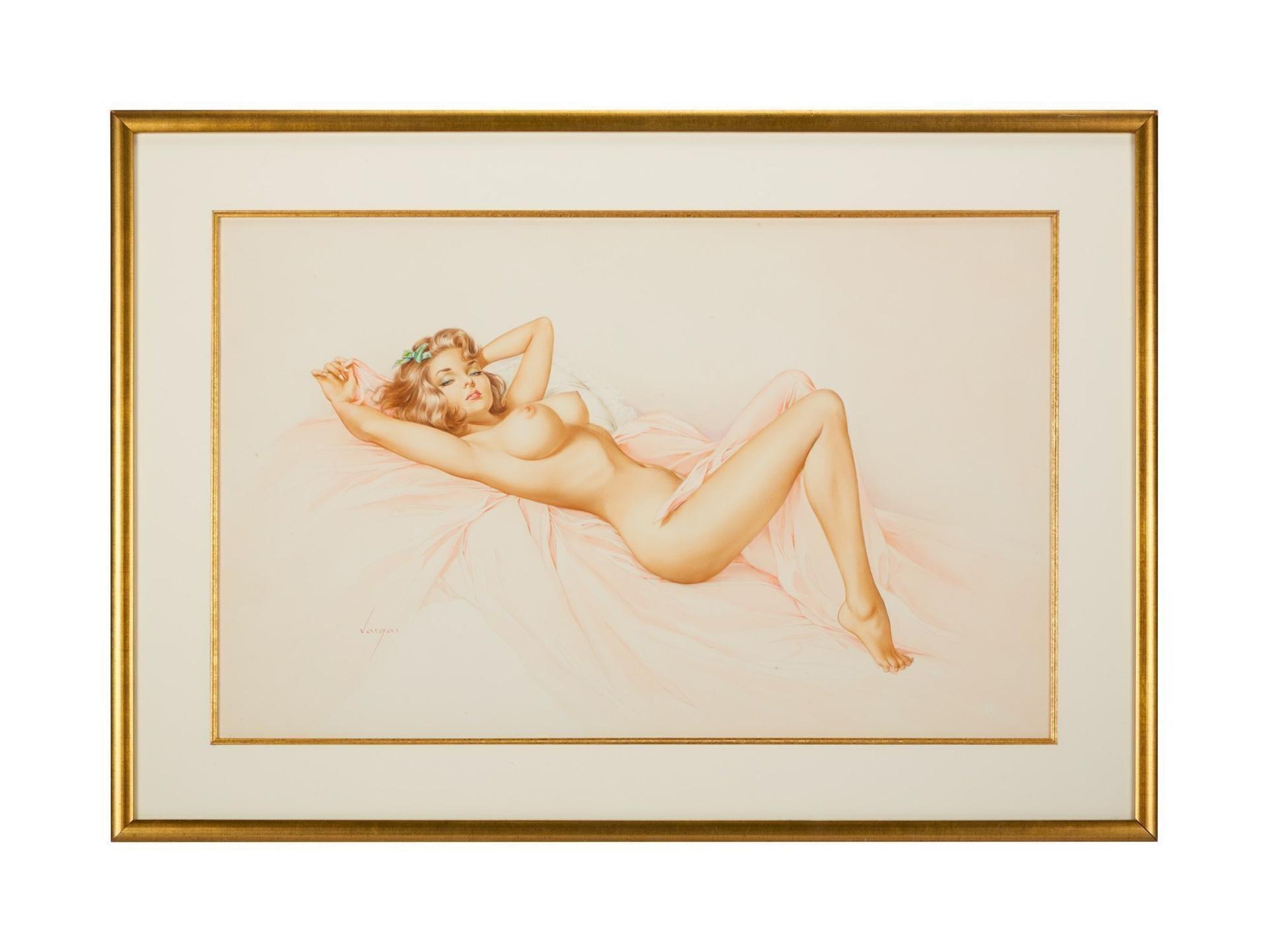 Playboy Alberto Vargas Girl Pinup January 1965 Watercolor Drawing
