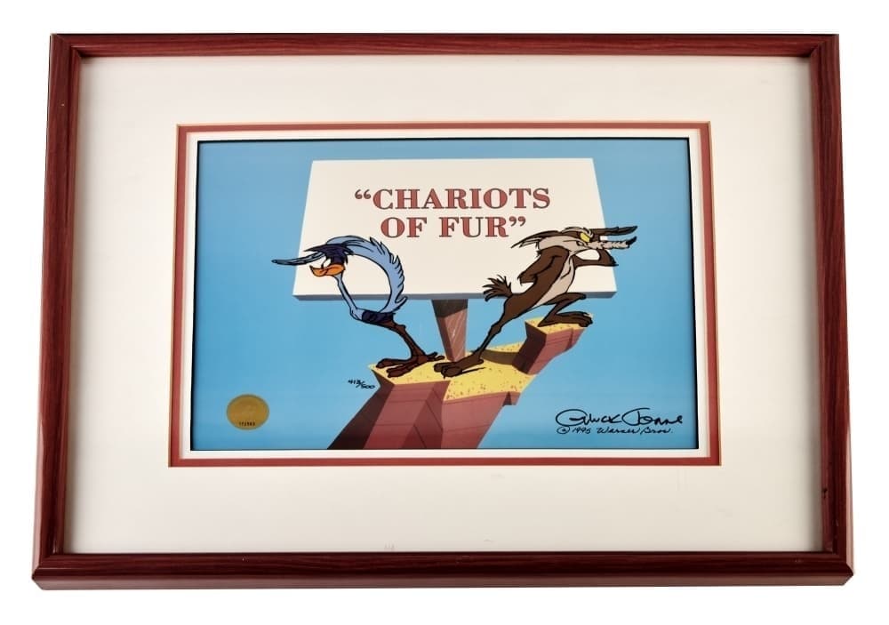 CHUCK JONES: SIGNED 1995 LIMITED EDITION CEL "CHARIOTS OF FUR"