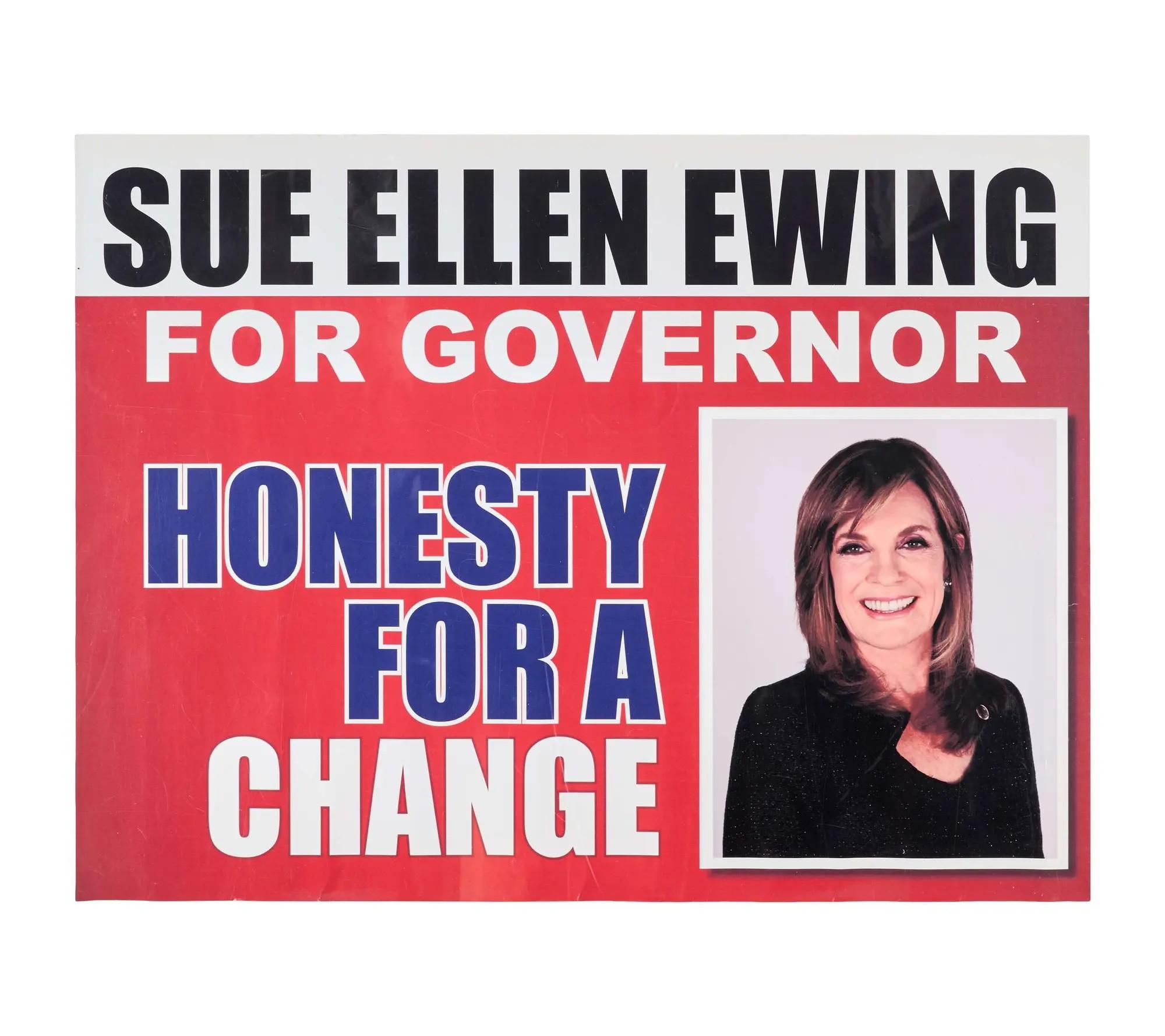 Lot #89 Linda Gray 2013 “Dallas” “Sue Ellen for Governor” Props with Linda Gray Signed Shirt
