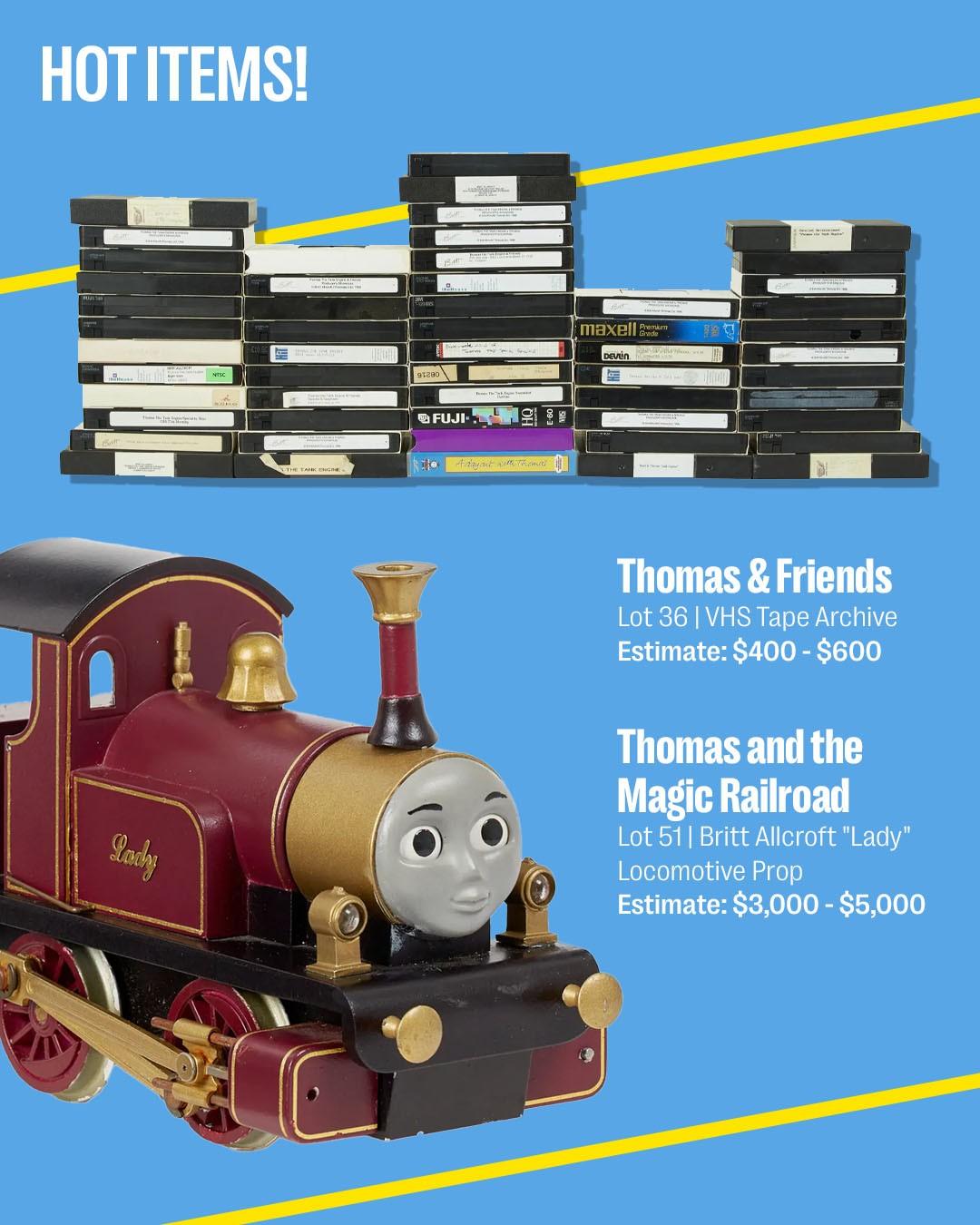 a read train toy and vhs tapes