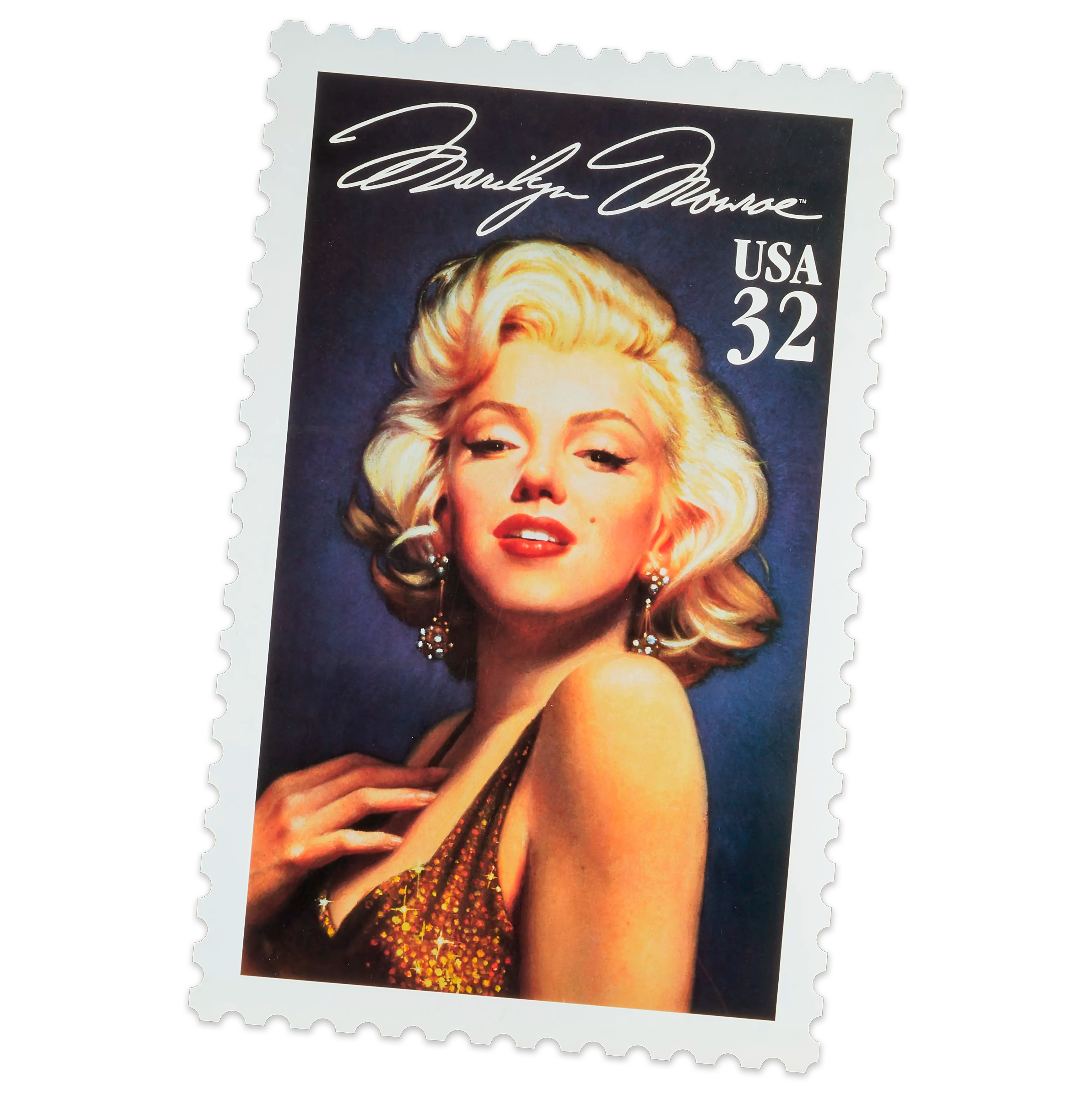 a postage stamp with a picture of marilyn monroe