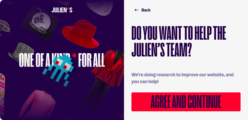 A pretend pop up that says "Do you want to help the Julien's team?"