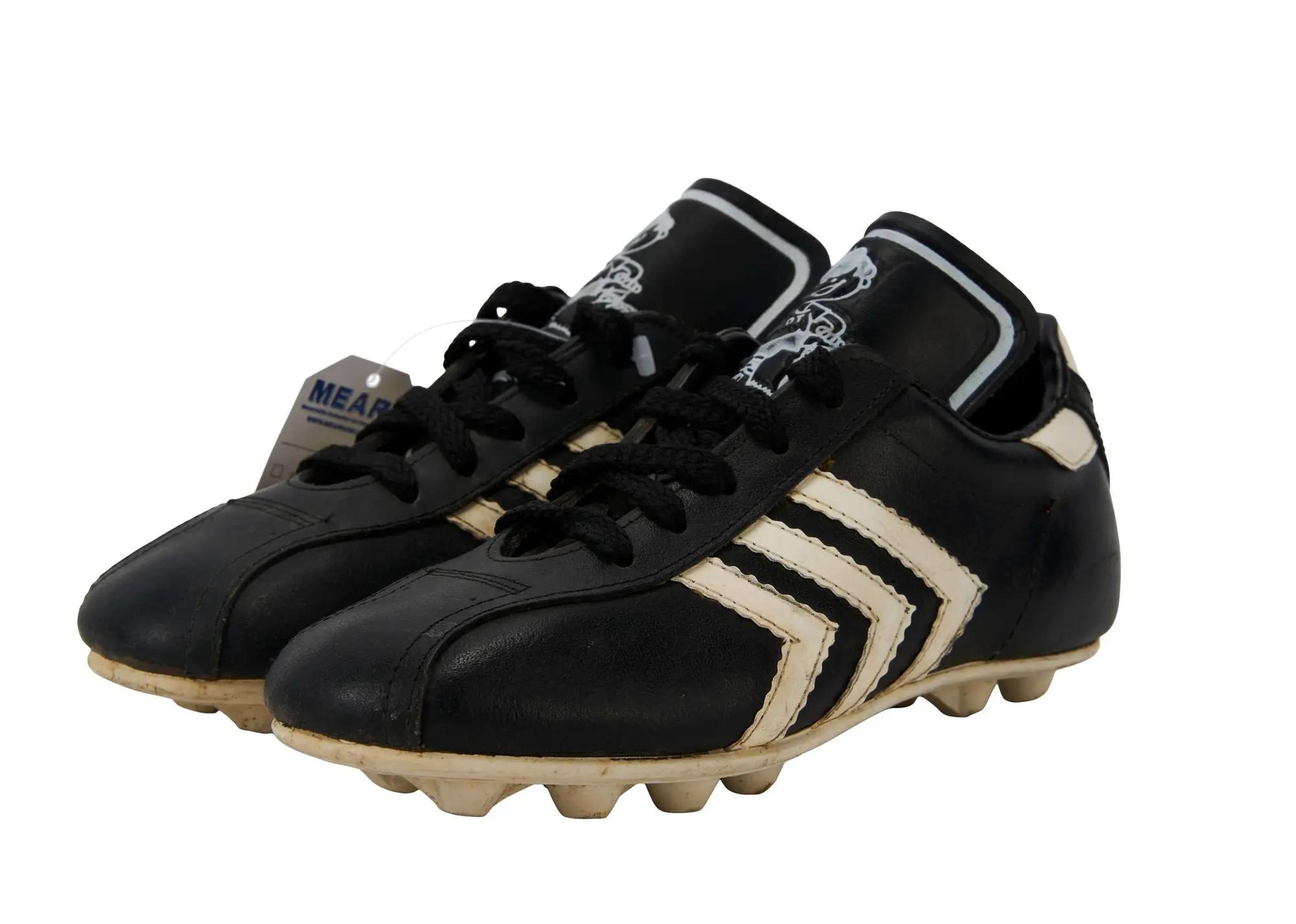 Lot #75  Diego Maradona Match-Worn 1969 Cebollitas Boots (MEARS)