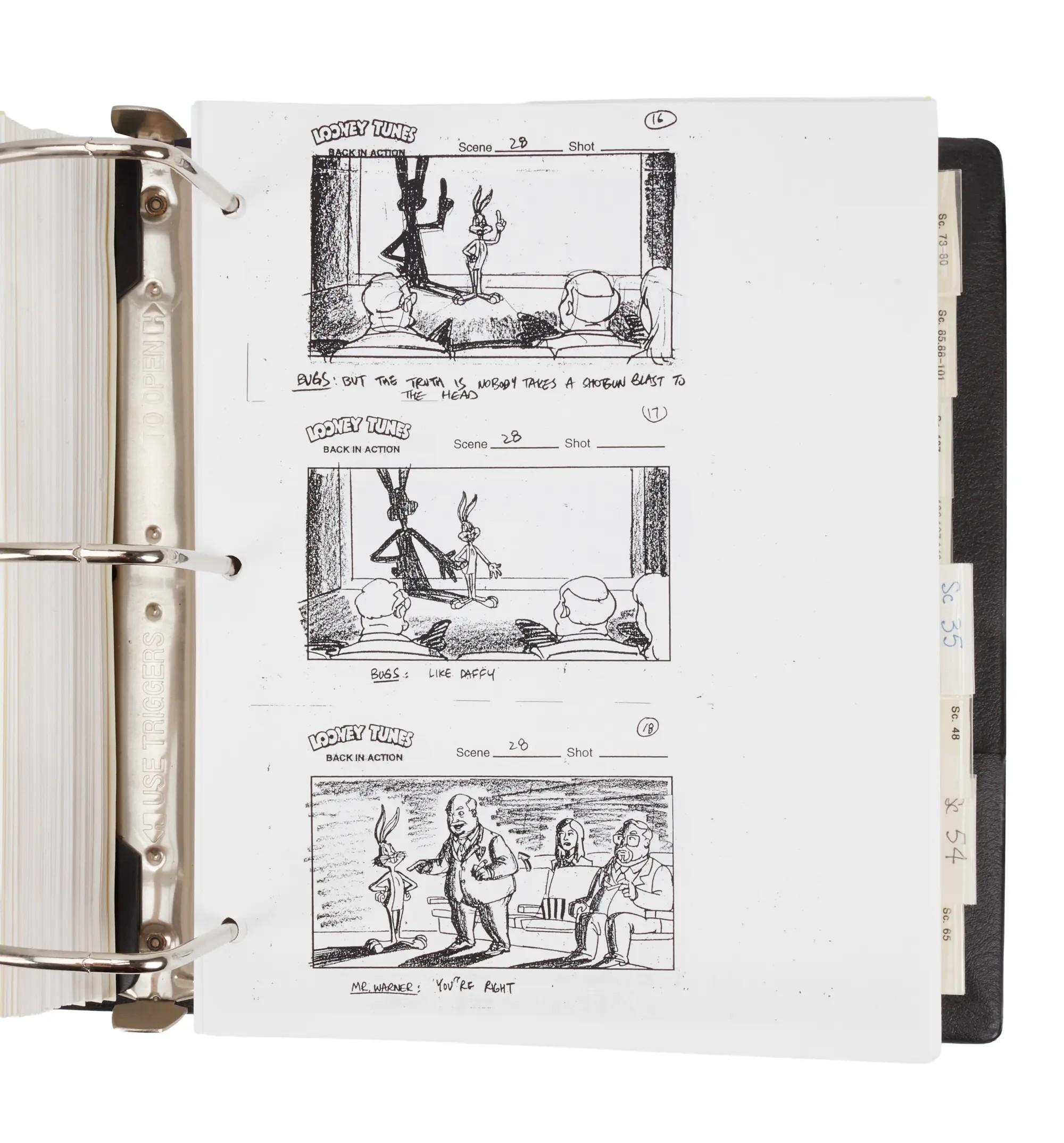 Looney Tunes Back in Action Storyboard Copy Binder