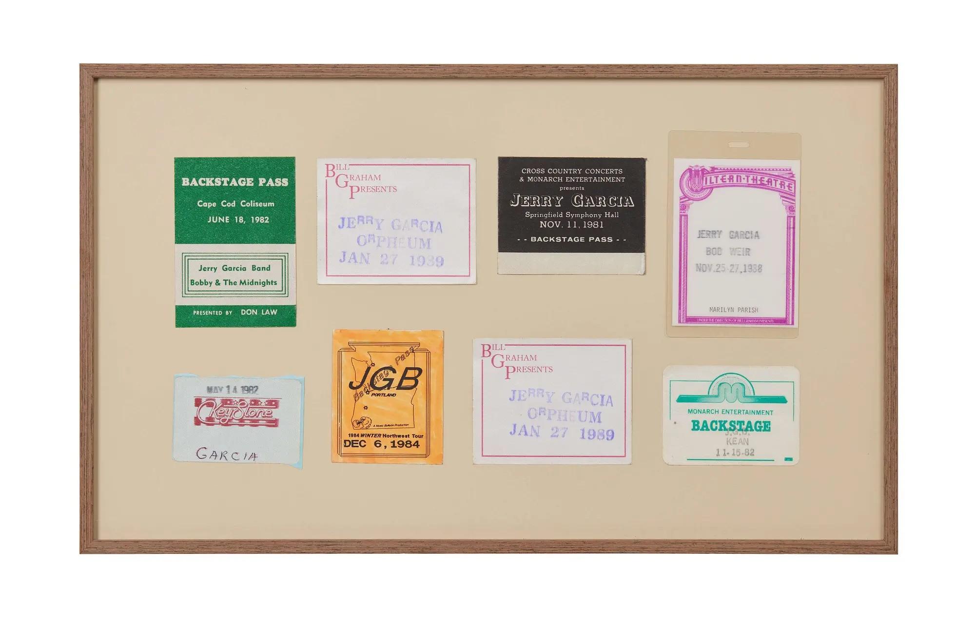 Lot #205 Jerry Garcia Framed 1980s Backstage Passes