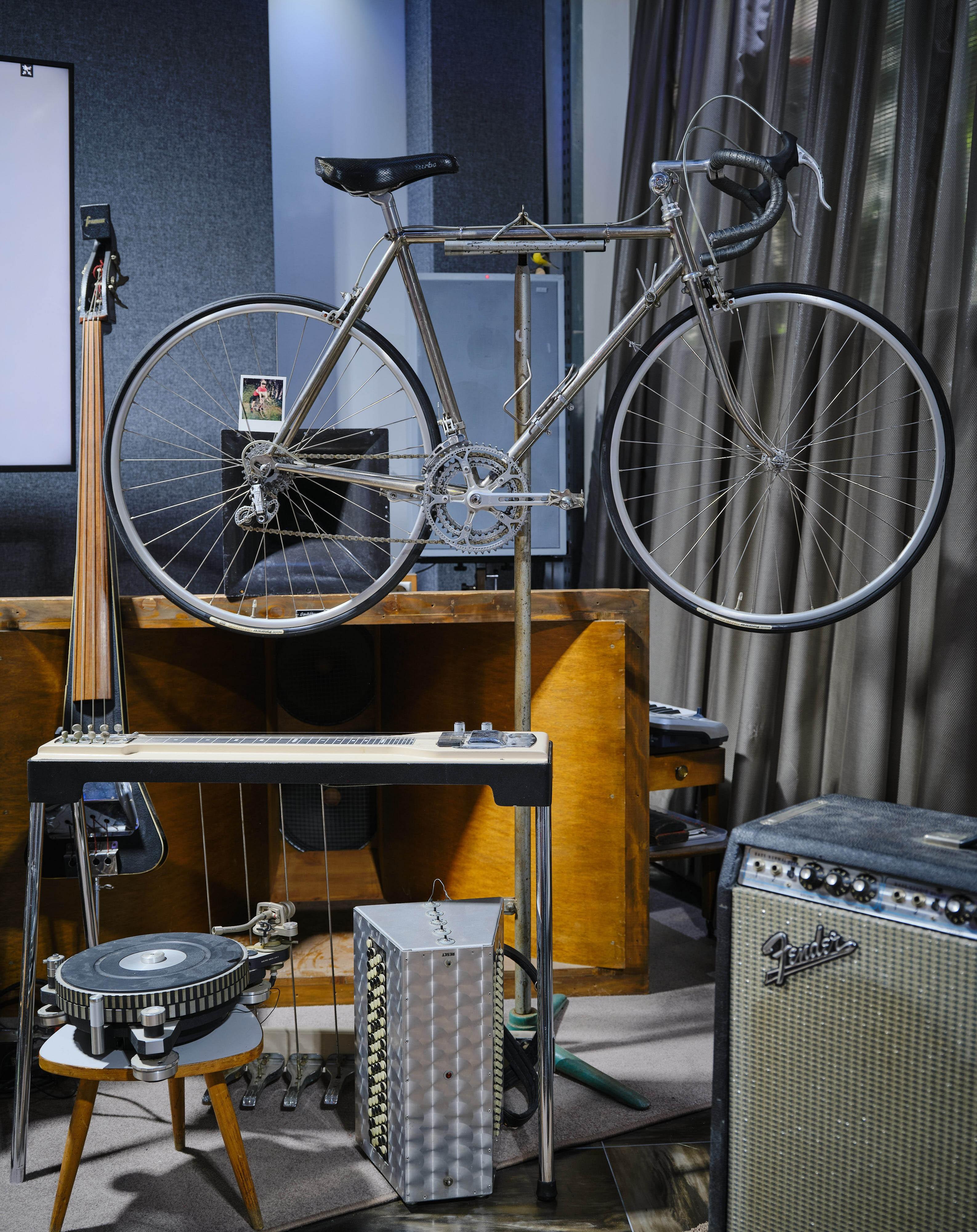 a bike and audio equipment from the collection of florian schneider
