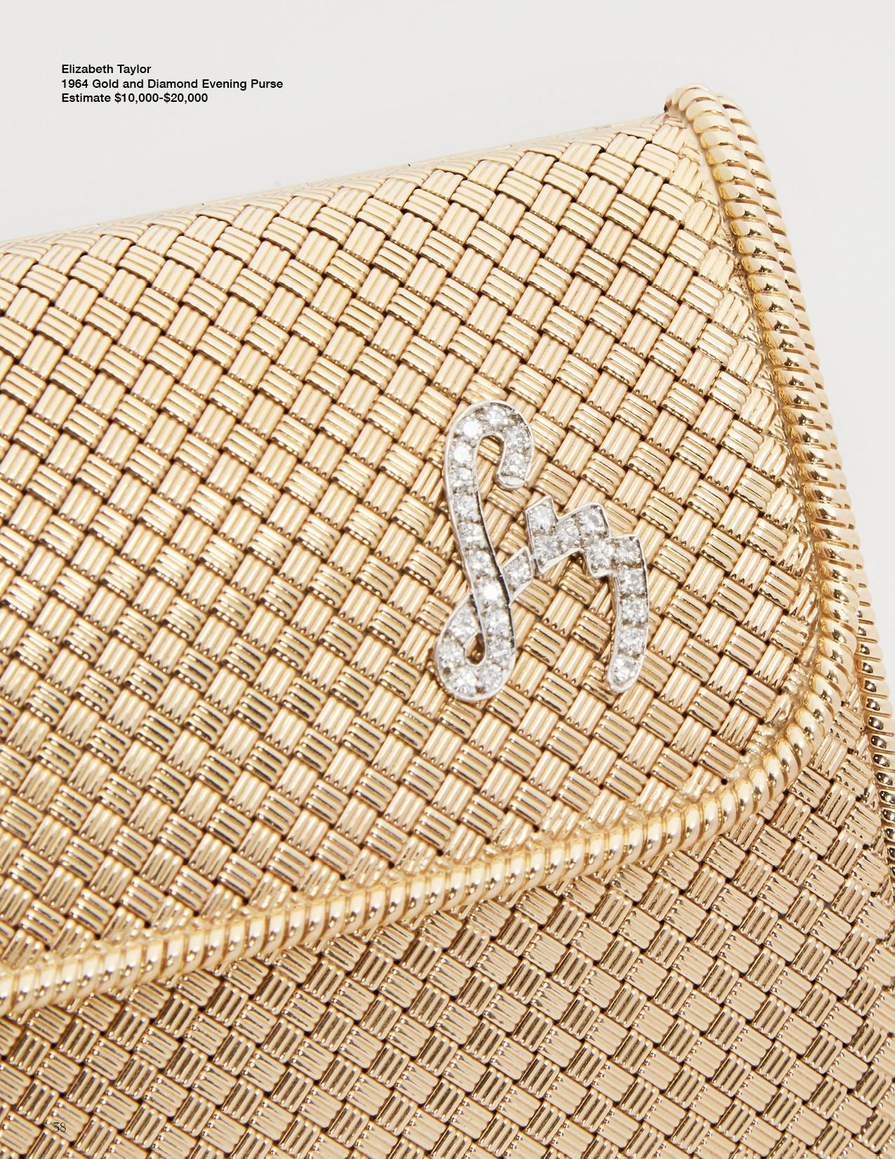 a close up of a gold and diamond evening purse