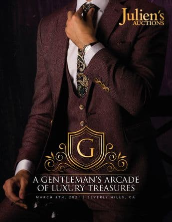 A poster for Julien's Auctions: A Gentleman's Arcade of Luxury Treasures