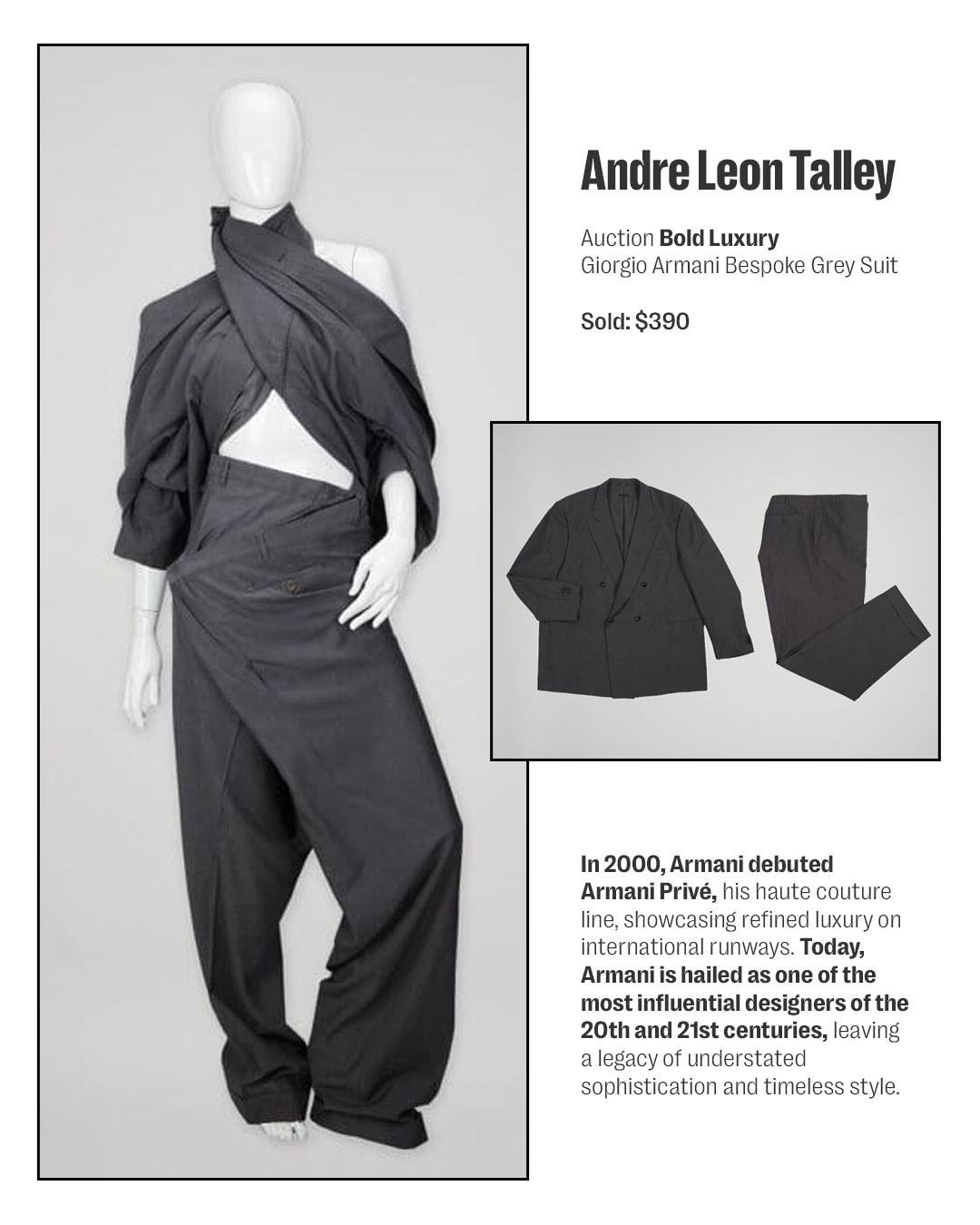 an armani suit owned and worn by andre leon talley