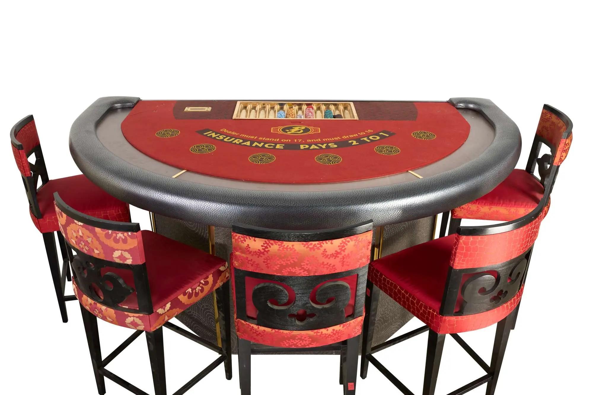 Lot #56  Jerry Weintraub “Ocean’s Thirteen” Blackjack Table and Chairs