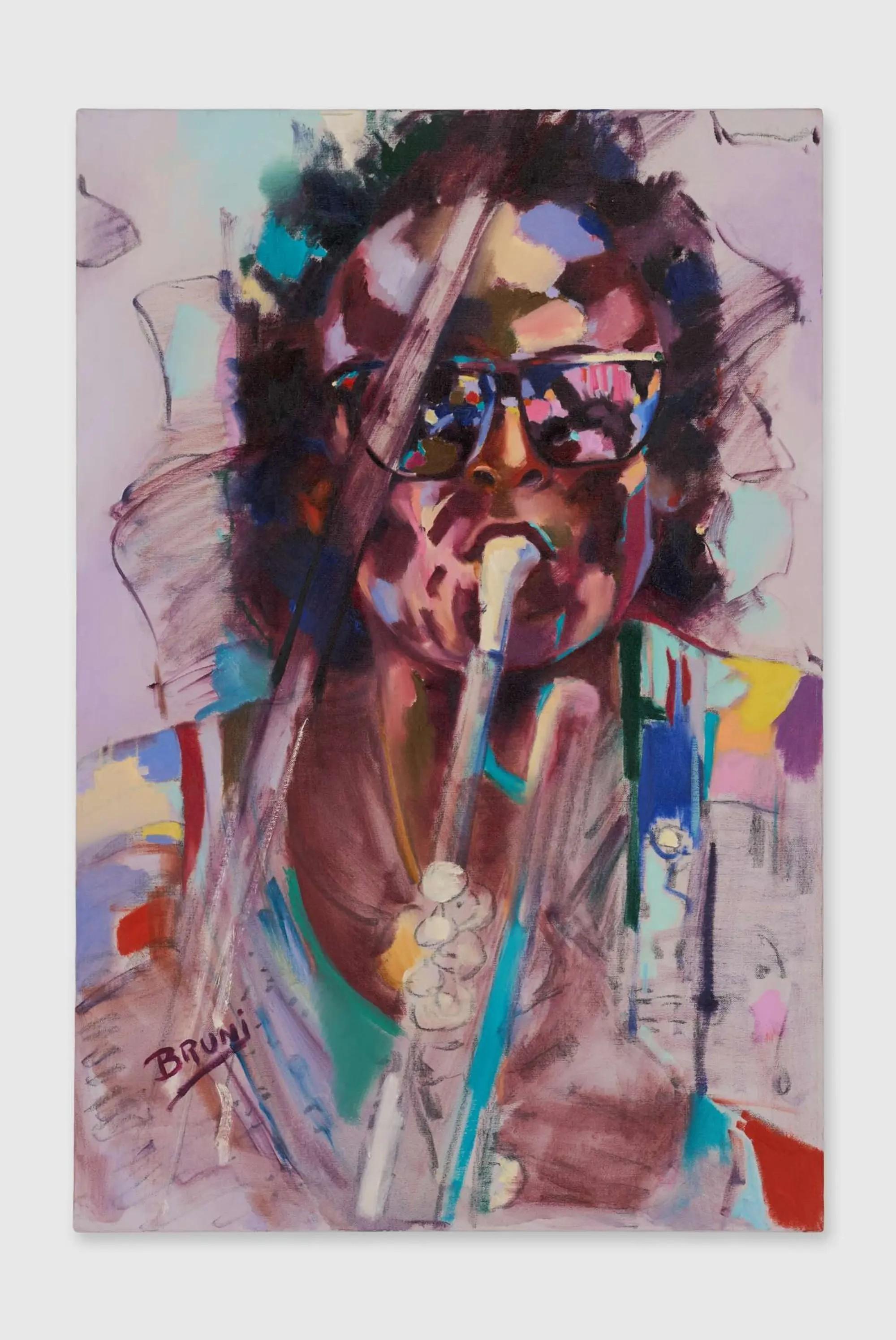 Lot #335  Roberta Flack Bruni Sablan Jazz Trumpet Paintings (2) 2