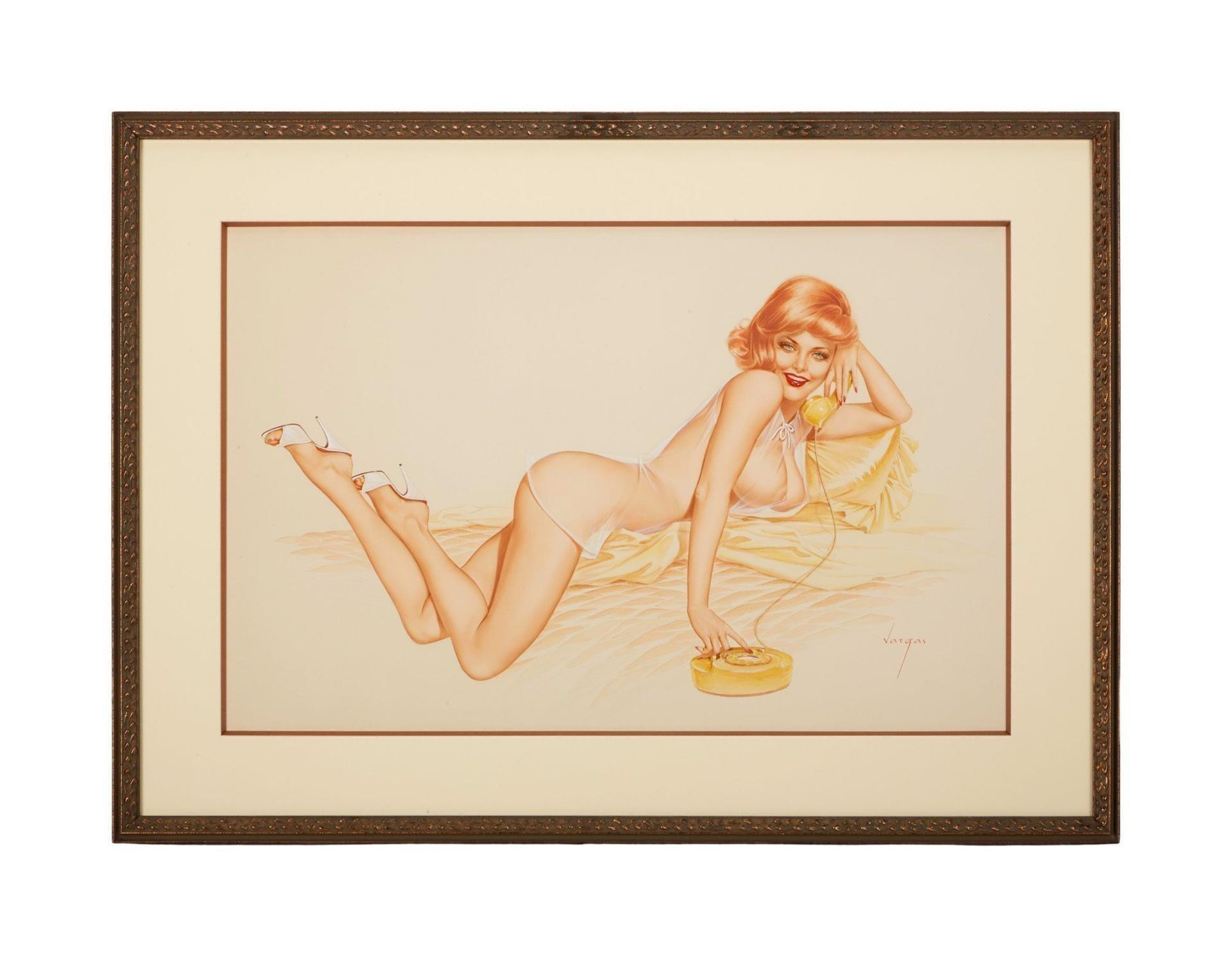 Playboy Alberto Vargas Girl Pinup December 1961 Watercolor Drawing