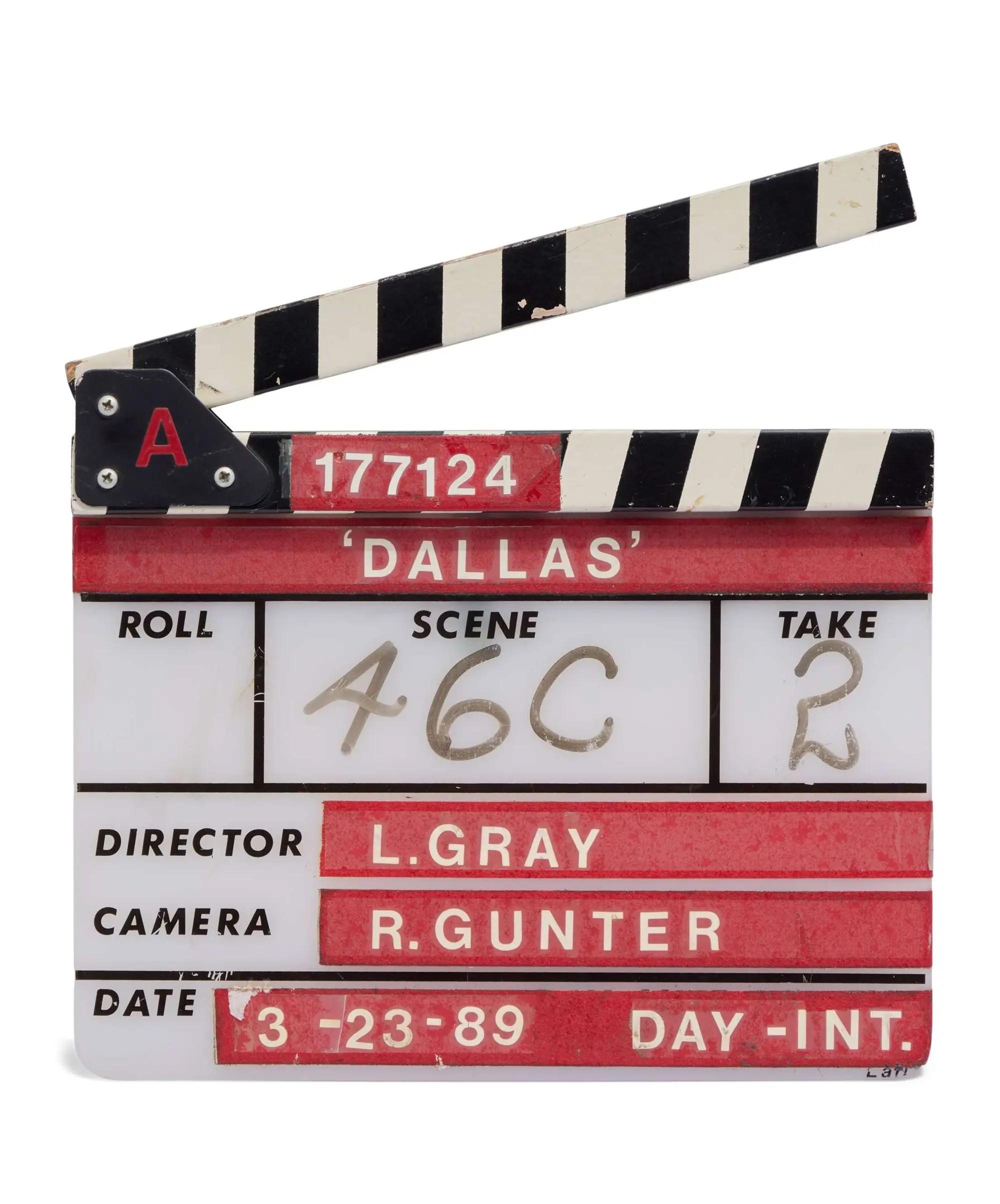 Lot #72  Linda Gray 1989 “Dallas” Clapperboard From Episode Directed by Gray