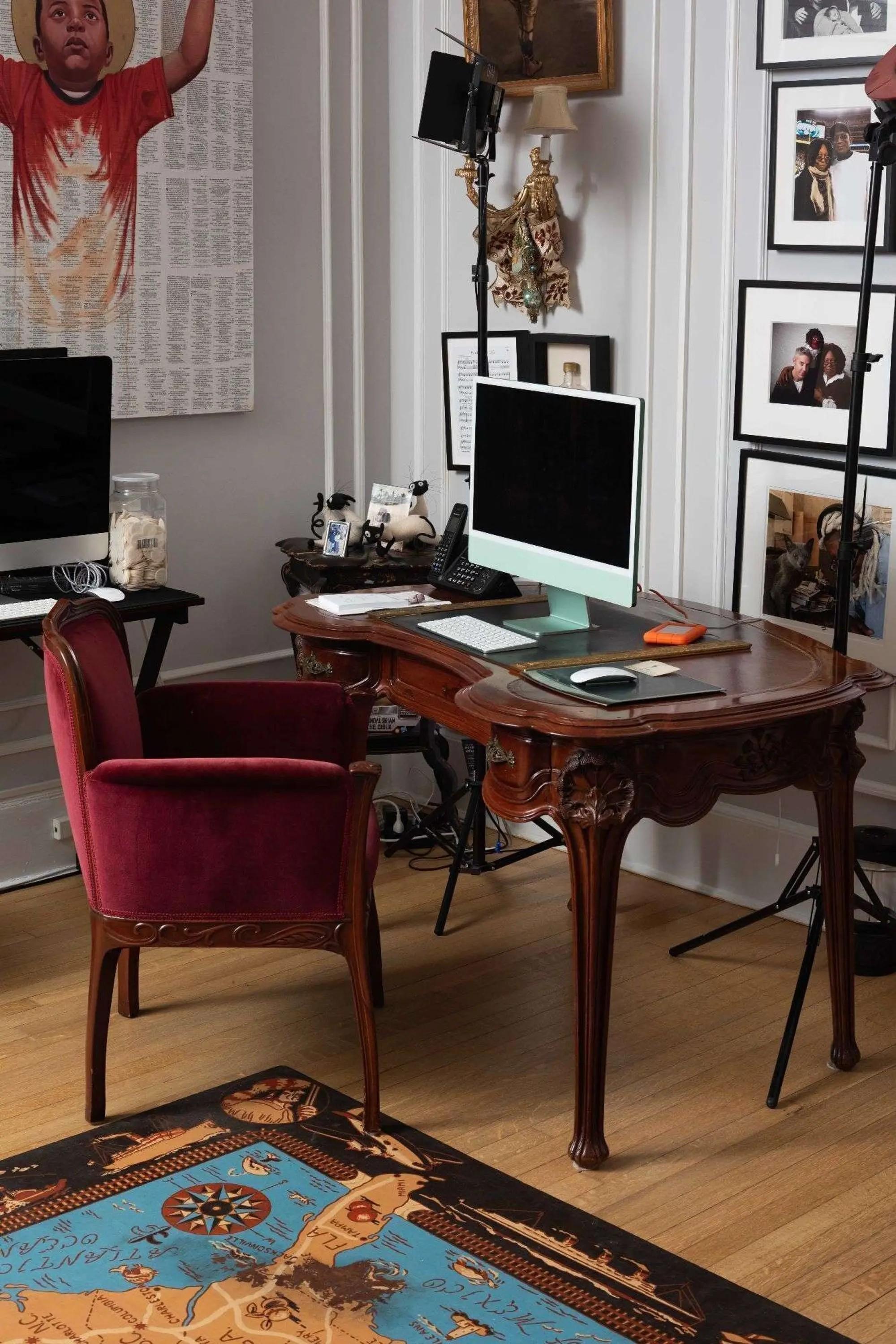 Lot #105. Whoopi Goldberg | French Art Nouveau Paul Alexandre Dumas Desk and Georges de Feure Chair French Art Nouveau Paul Alexandre Dumas Desk and Georges de Feure Chair