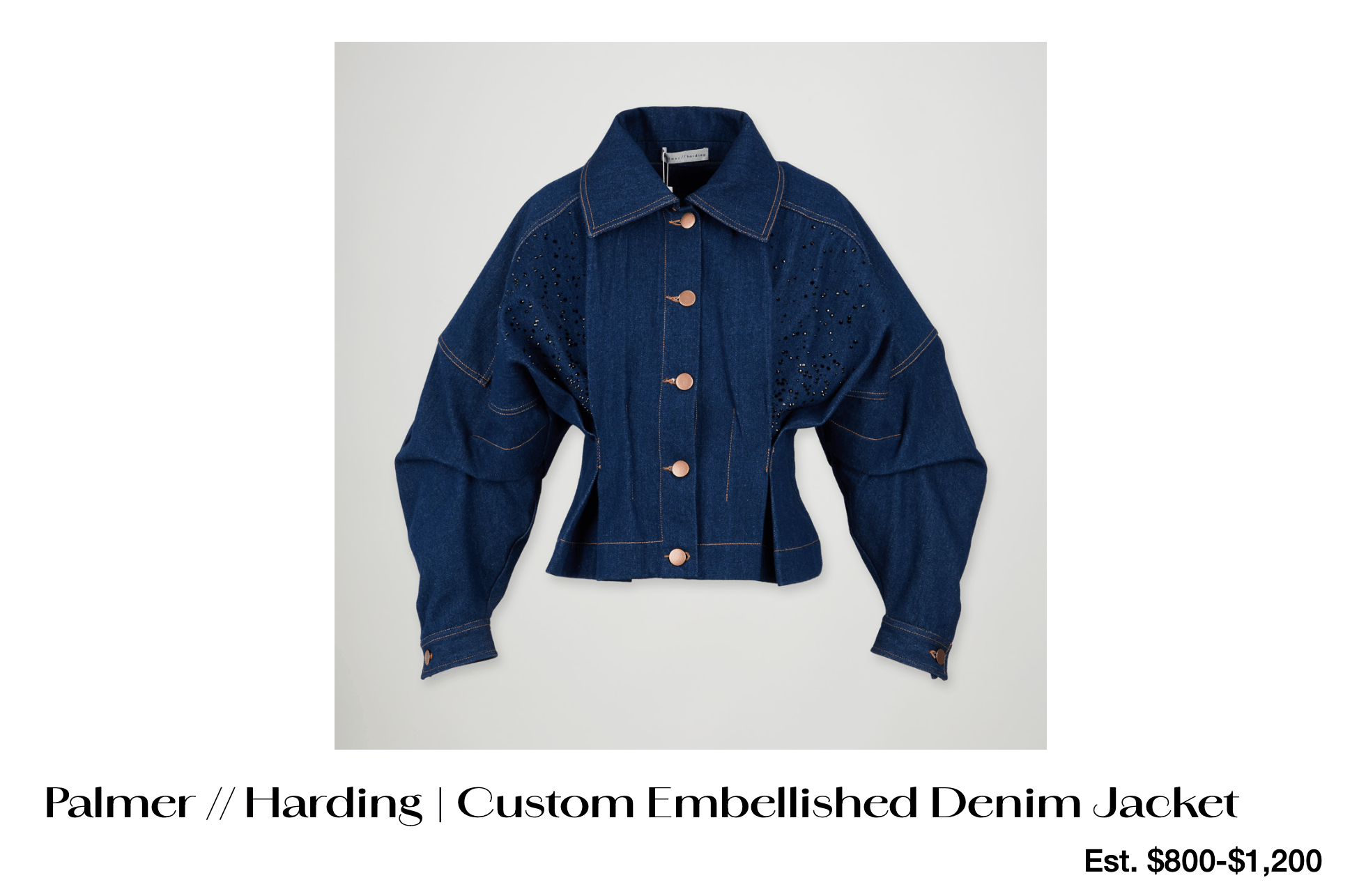 a picture of a palmer / harding custom embellished denim jacket