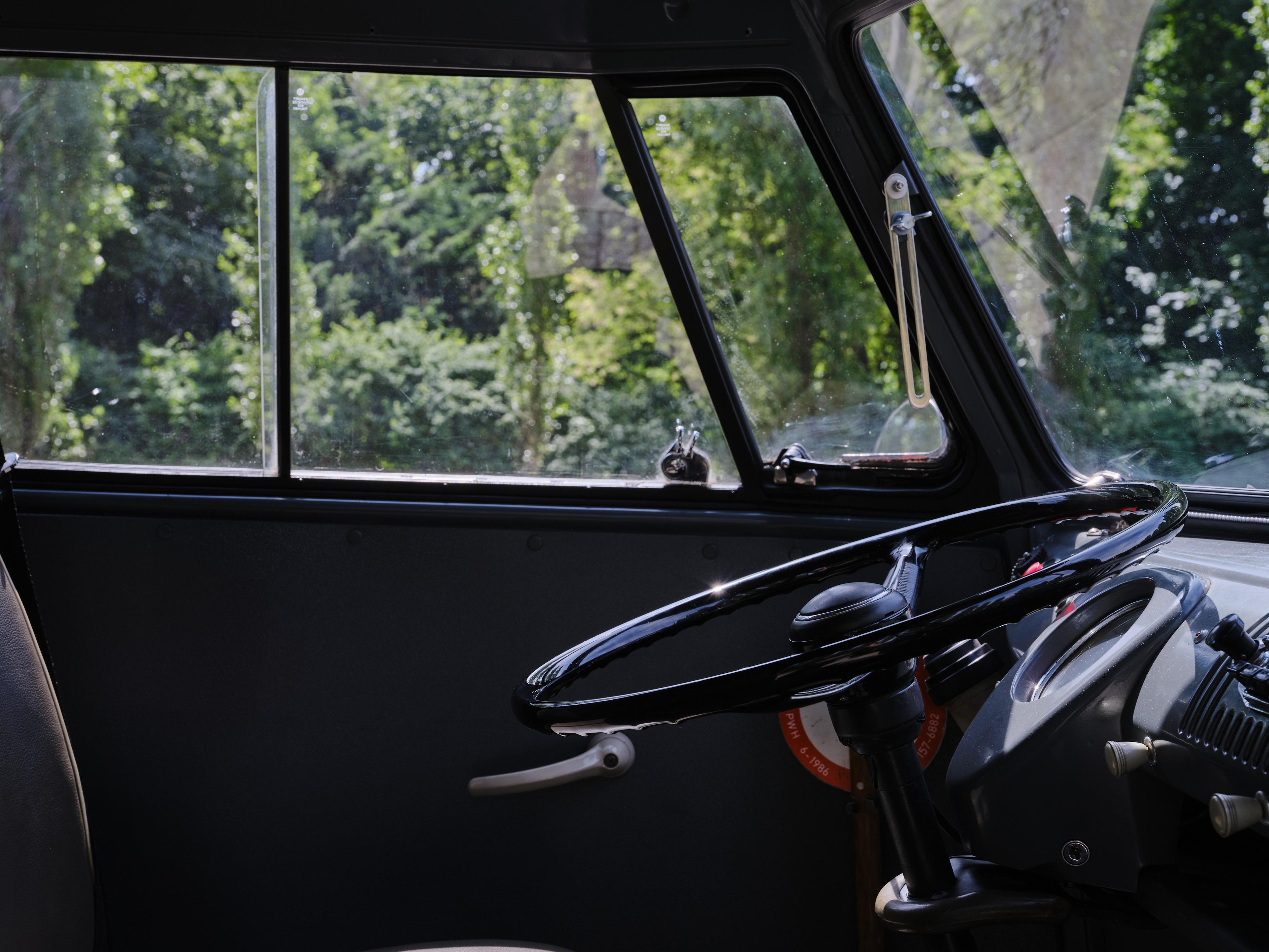 the interior of a gray vw bus from the florian schneider collection