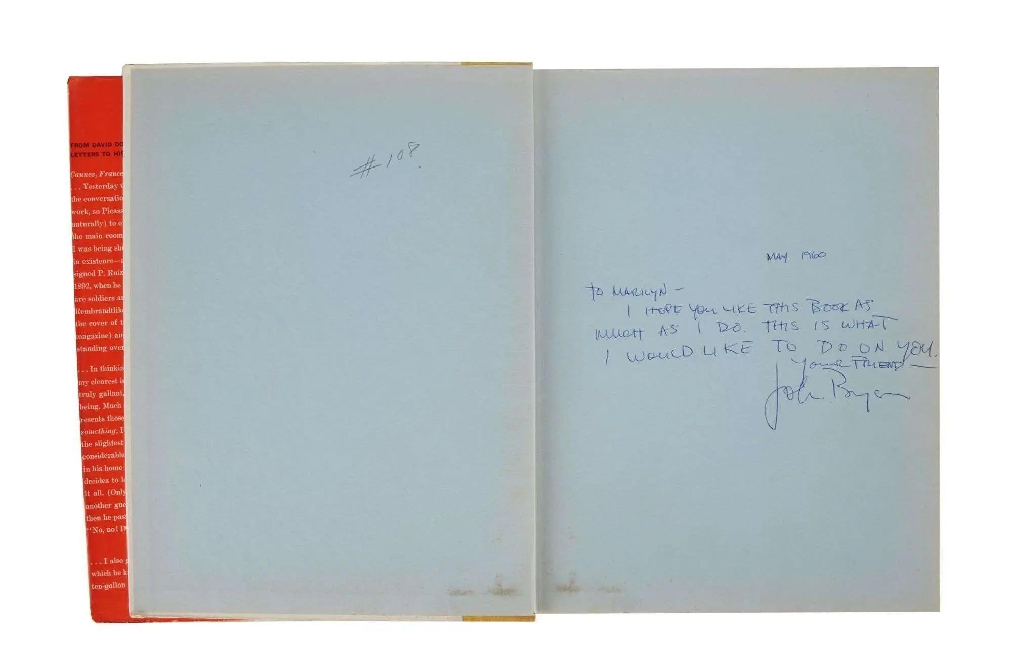 Lot #29 Marilyn Monroe 1958 John Boyce Inscribed Book Titled “The Private World of Pablo Picasso” 2