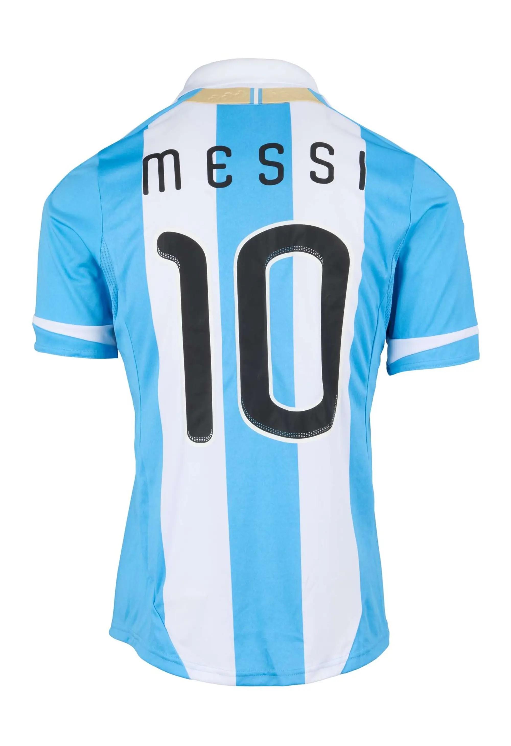 Lot #175  Lionel Messi Match-Worn 2011 Argentina Jersey (MEARS and Getty Photo)