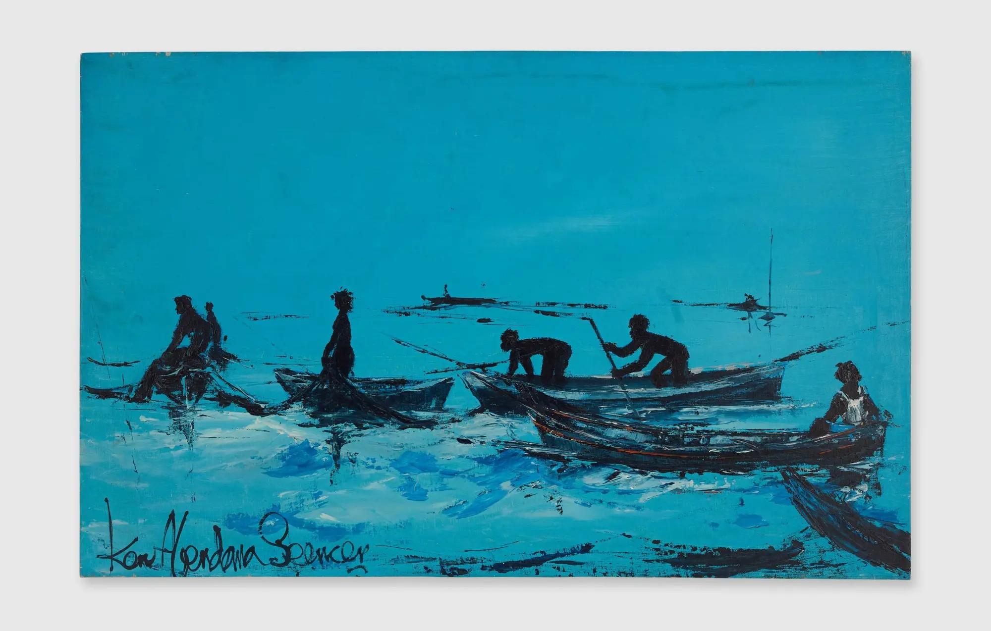 Lot #218  Roberta Flack Kenneth Abendana Spencer Tropical Paintings (3)