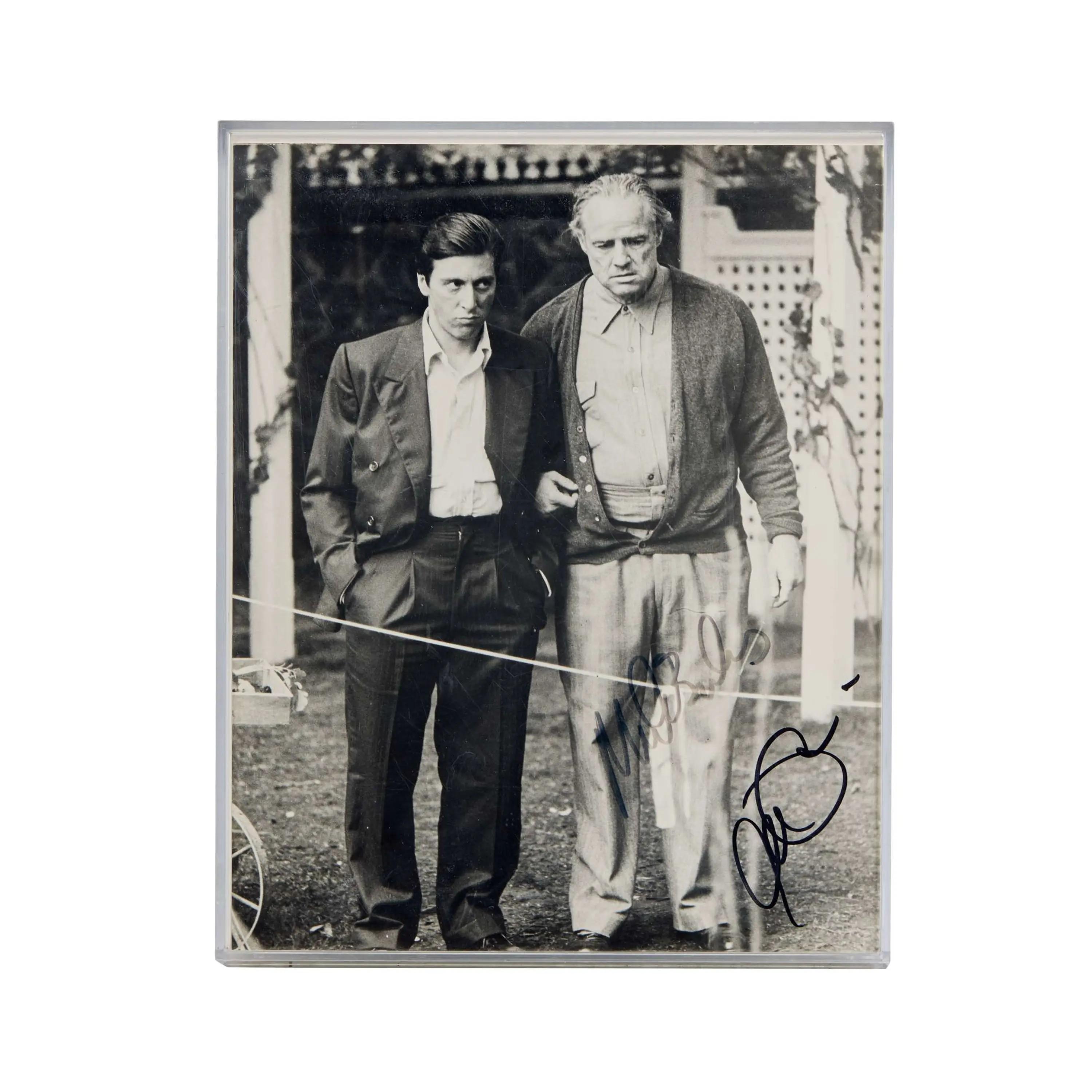 Lot #226  The Godfather Photo Print Signed by Marlon Brando and Al Pacino