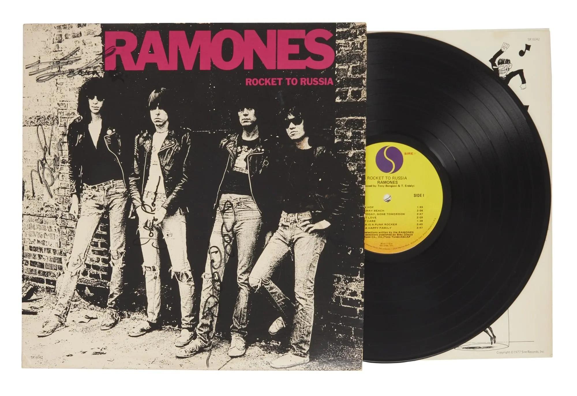 Lot #377. The Ramones | Band Signed "Rocket to Russia" Record Album Lot #377 The Ramones Band Signed "Rocket to Russia" Record Album