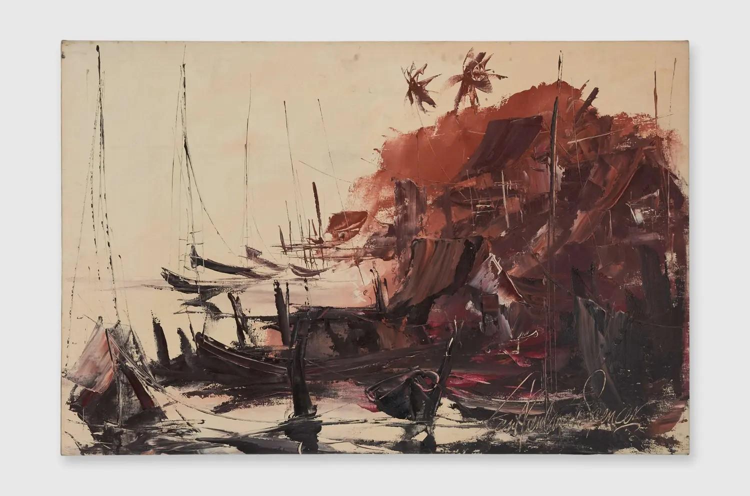 Lot #220  Roberta Flack Large Ken Abendana Tropical Paintings (2)