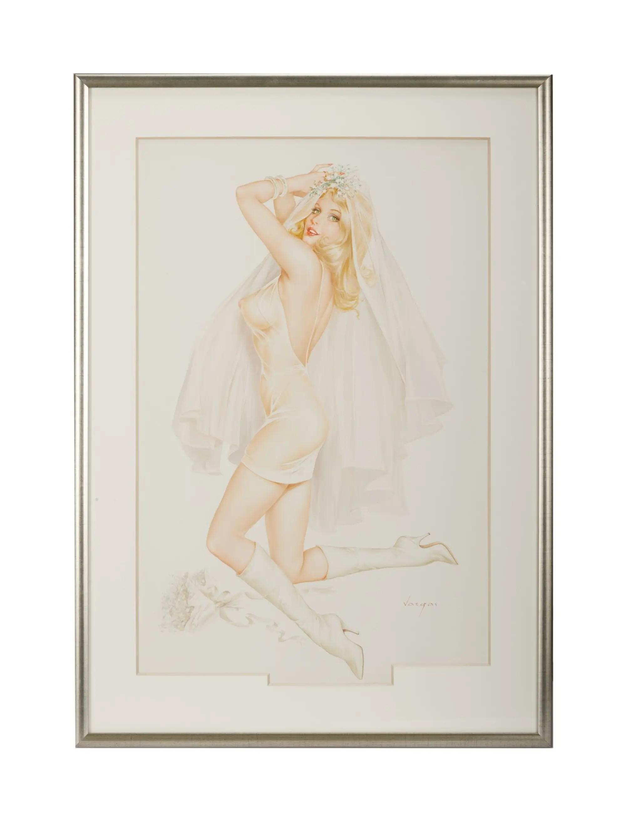 Playboy Alberto Vargas Girl Pinup June 1969 Watercolor Drawing