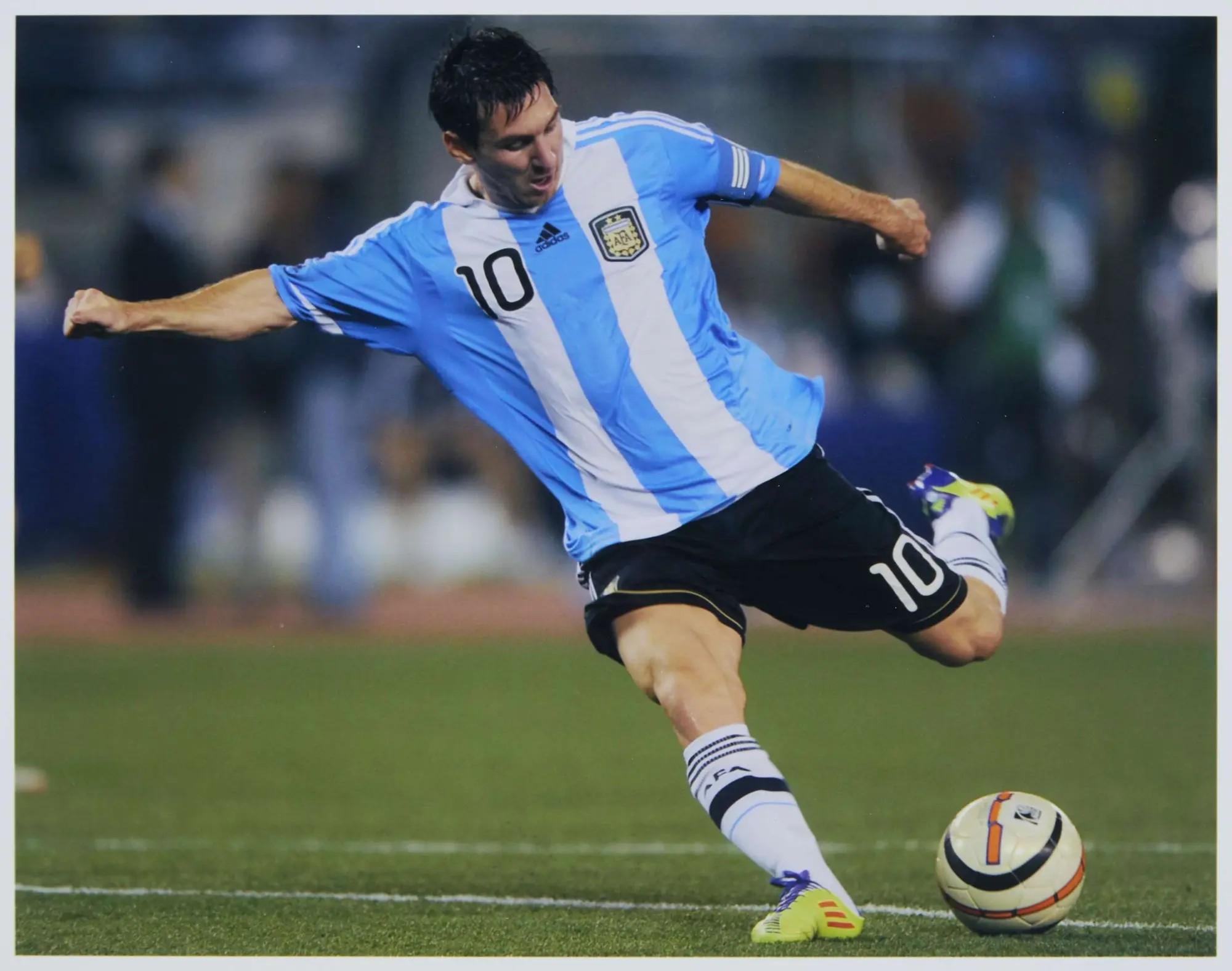 Lot #175  Lionel Messi Match-Worn 2011 Argentina Jersey (MEARS and Getty Photo)