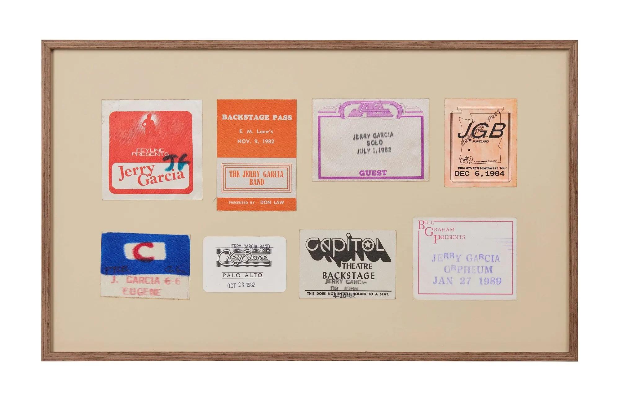 Lot #210 Jerry Garcia Framed 1980s Backstage Passes
