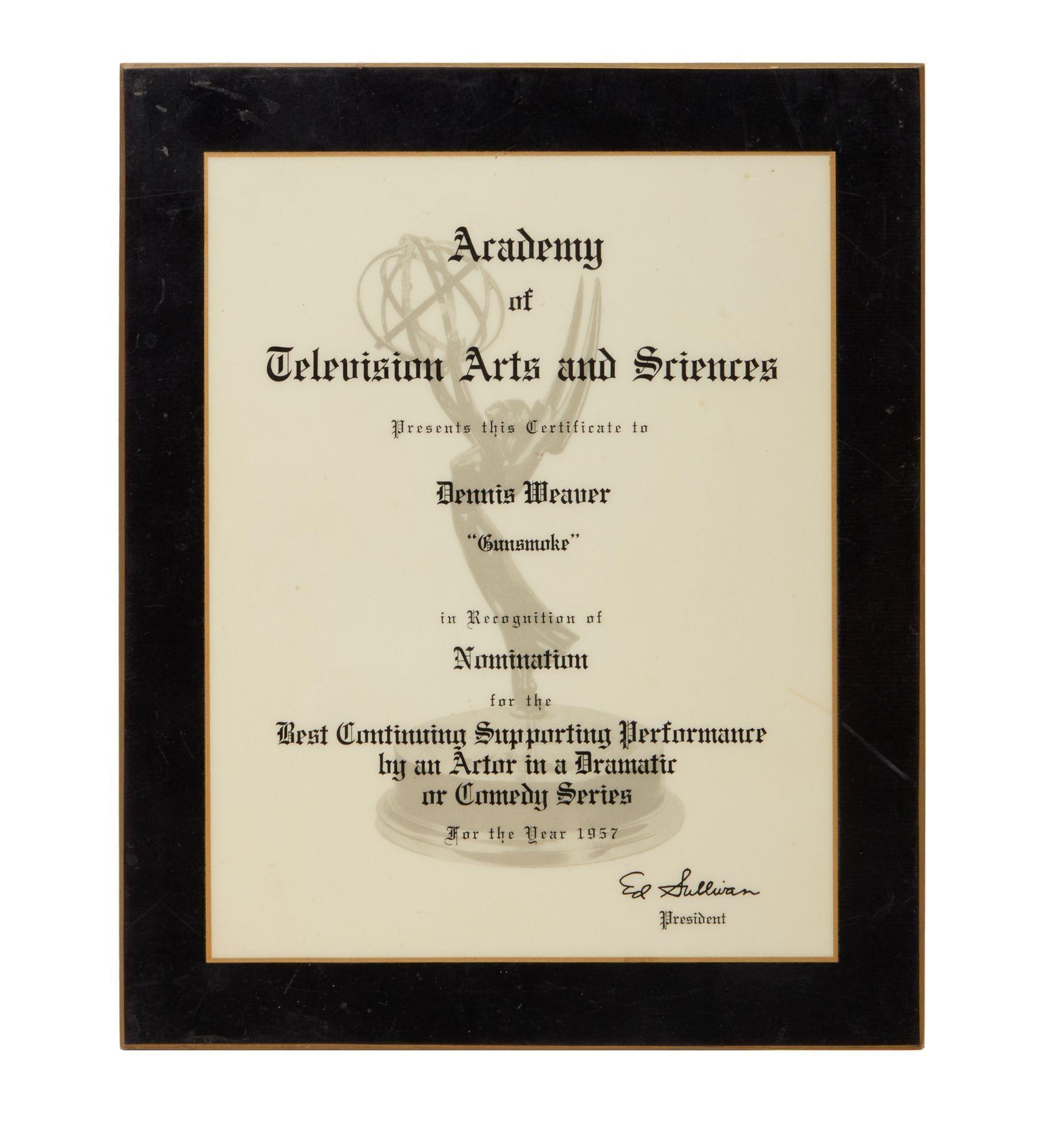 a certificate from the academy of television arts and sciences