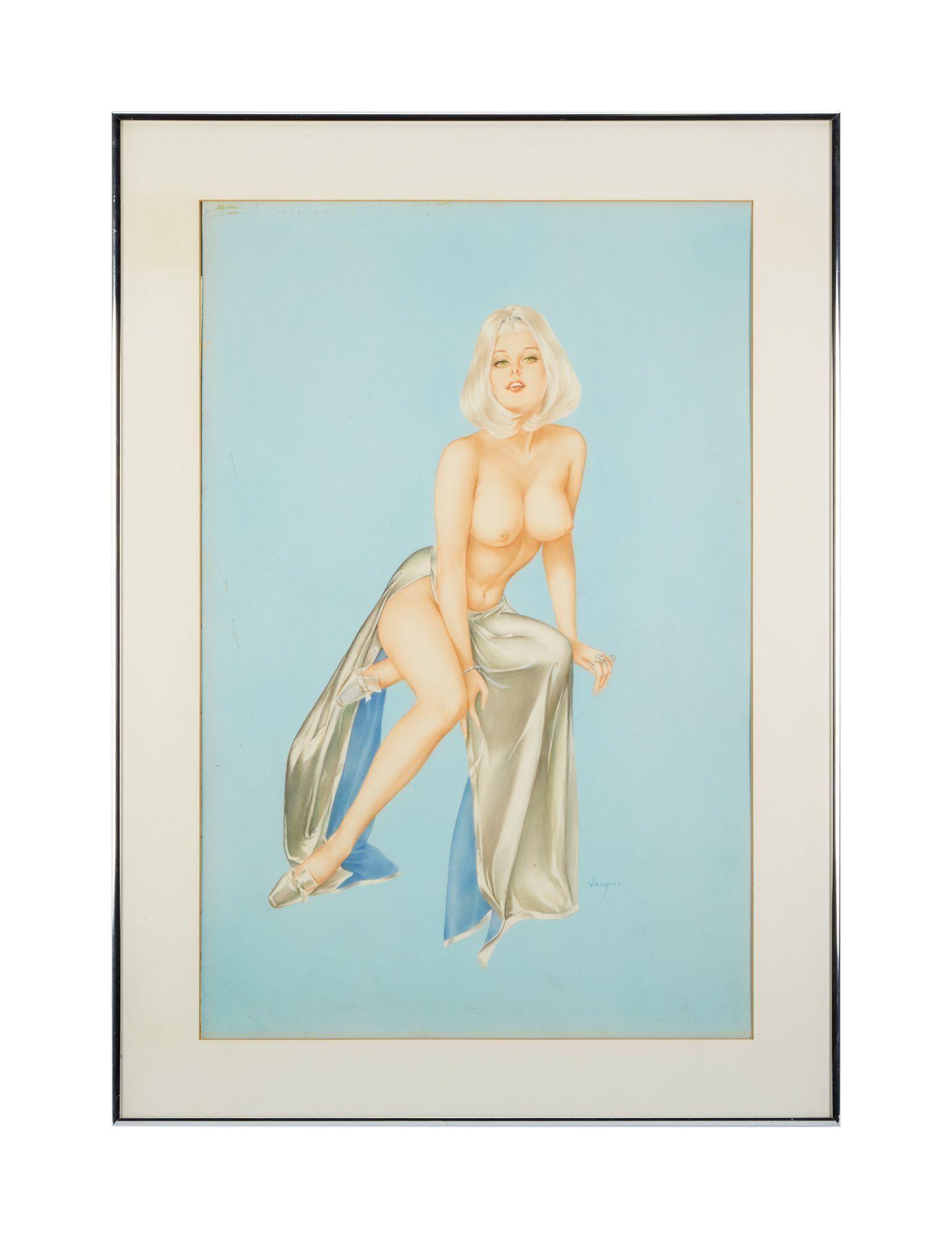 Playboy Alberto Vargas Girl Pinup April 1971 Watercolor