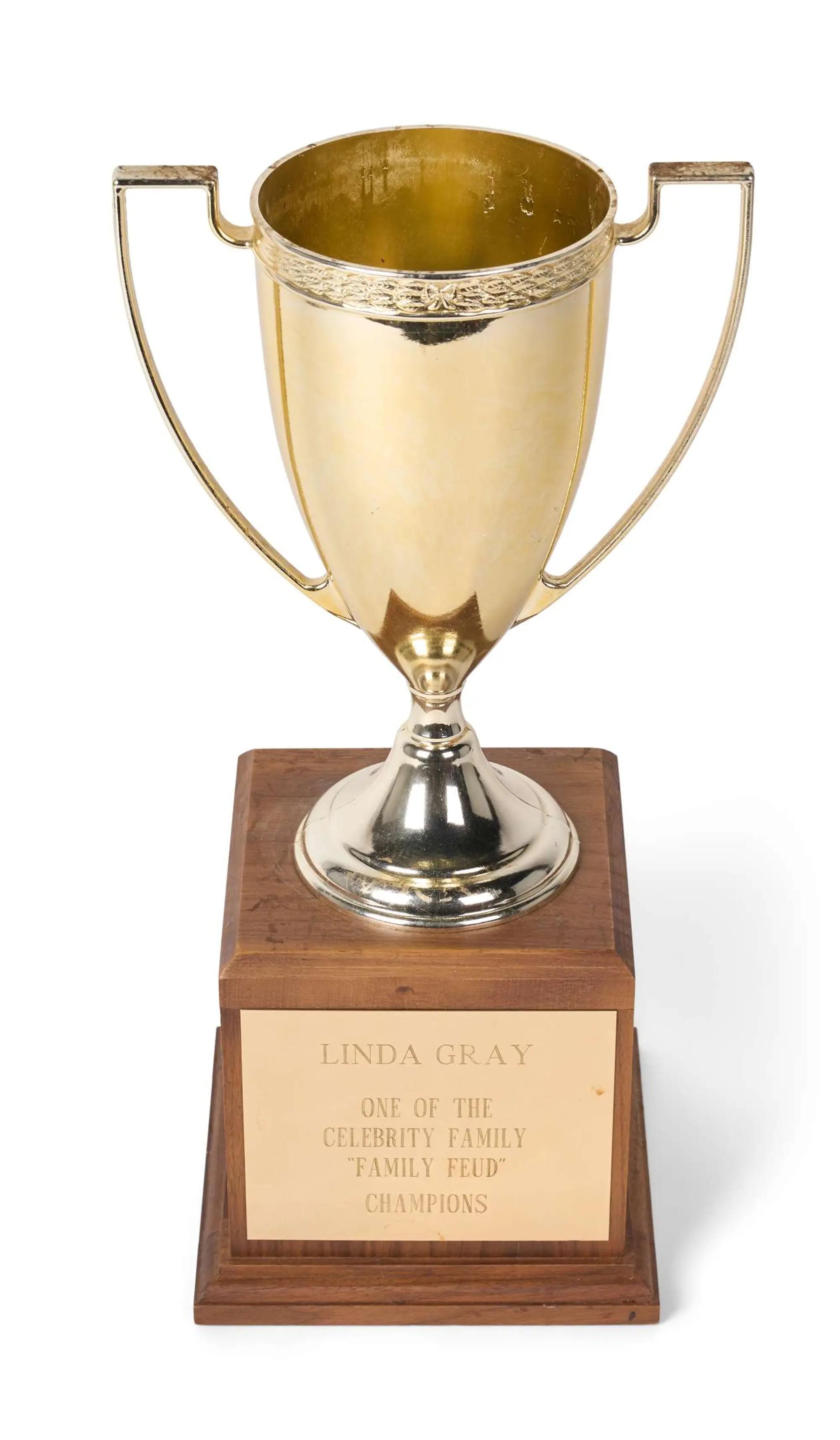 Lot #77. Linda Gray | 1979 “Dallas” “All-Star Family Feud” Champions Trophy Lot #77 Linda Gray 1979 “Dallas” “All-Star Family Feud” Champions Trophy