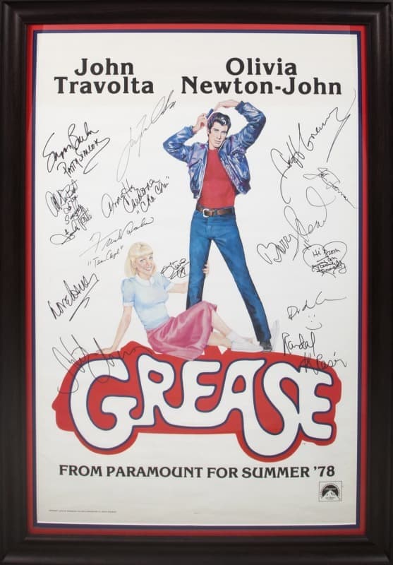 Olivia Newton-John Cast Signed Grease One-Sheet Advance Film Poster a cast signed poster for the film grease