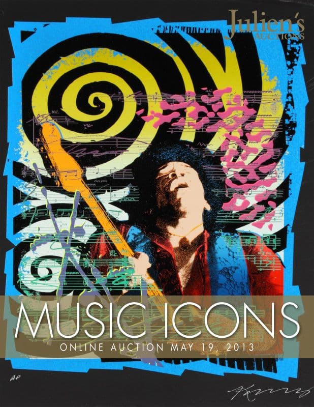 A poster for Julien's music icons online auction