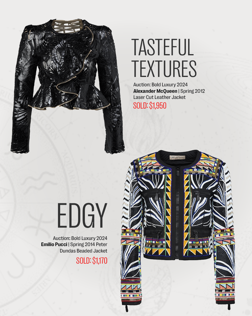 tasteful textures advertisement for edgy and alexander mcqueen
